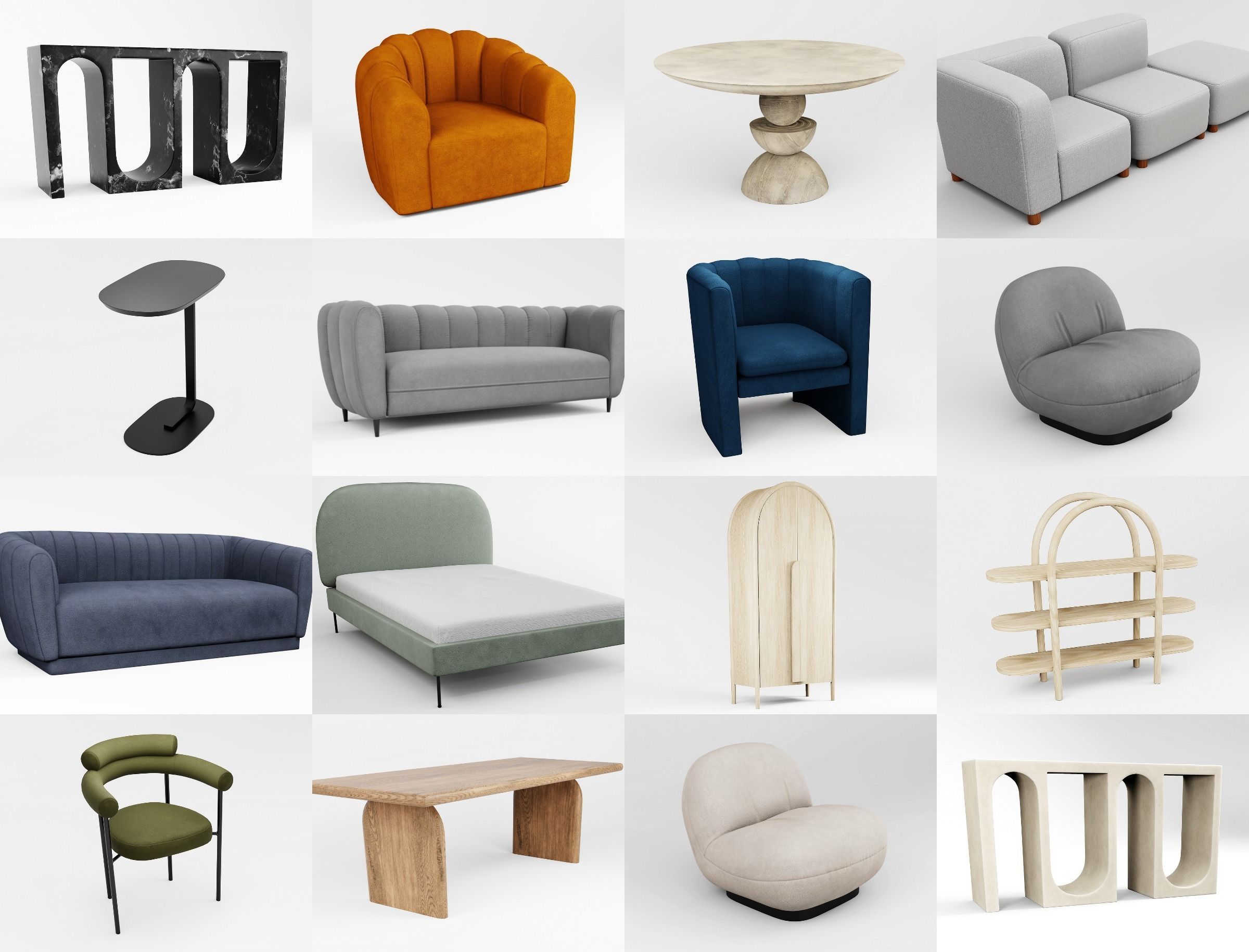 Furniture Pack - Curved - Archviz Vol 1 Low-poly 3D model_1
