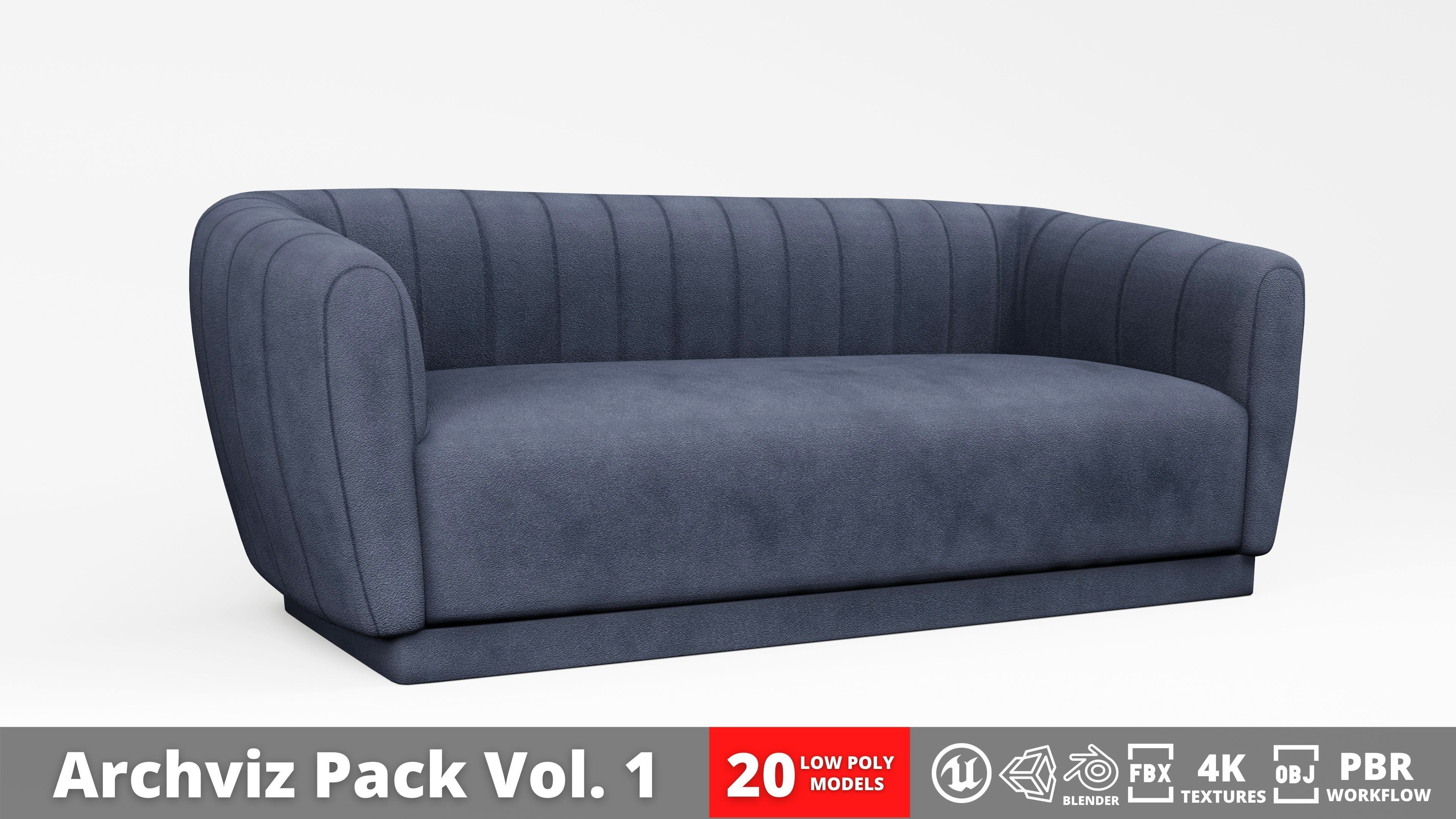 Furniture Pack - Curved - Archviz Vol 1 Low-poly 3D model_3