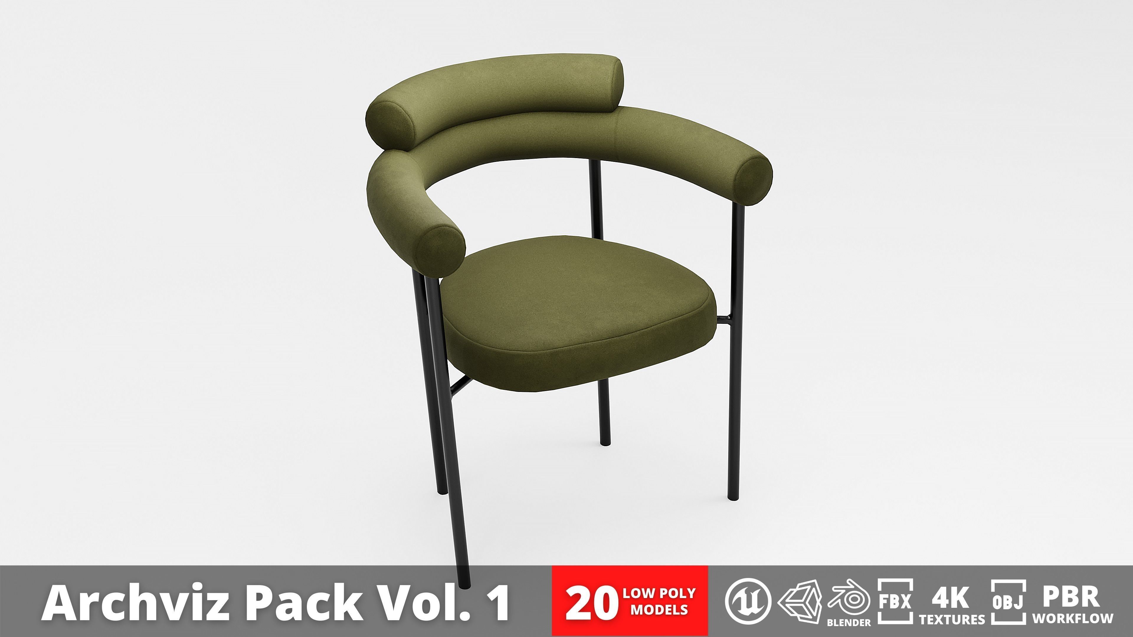 Furniture Pack - Curved - Archviz Vol 1 Low-poly 3D model_14