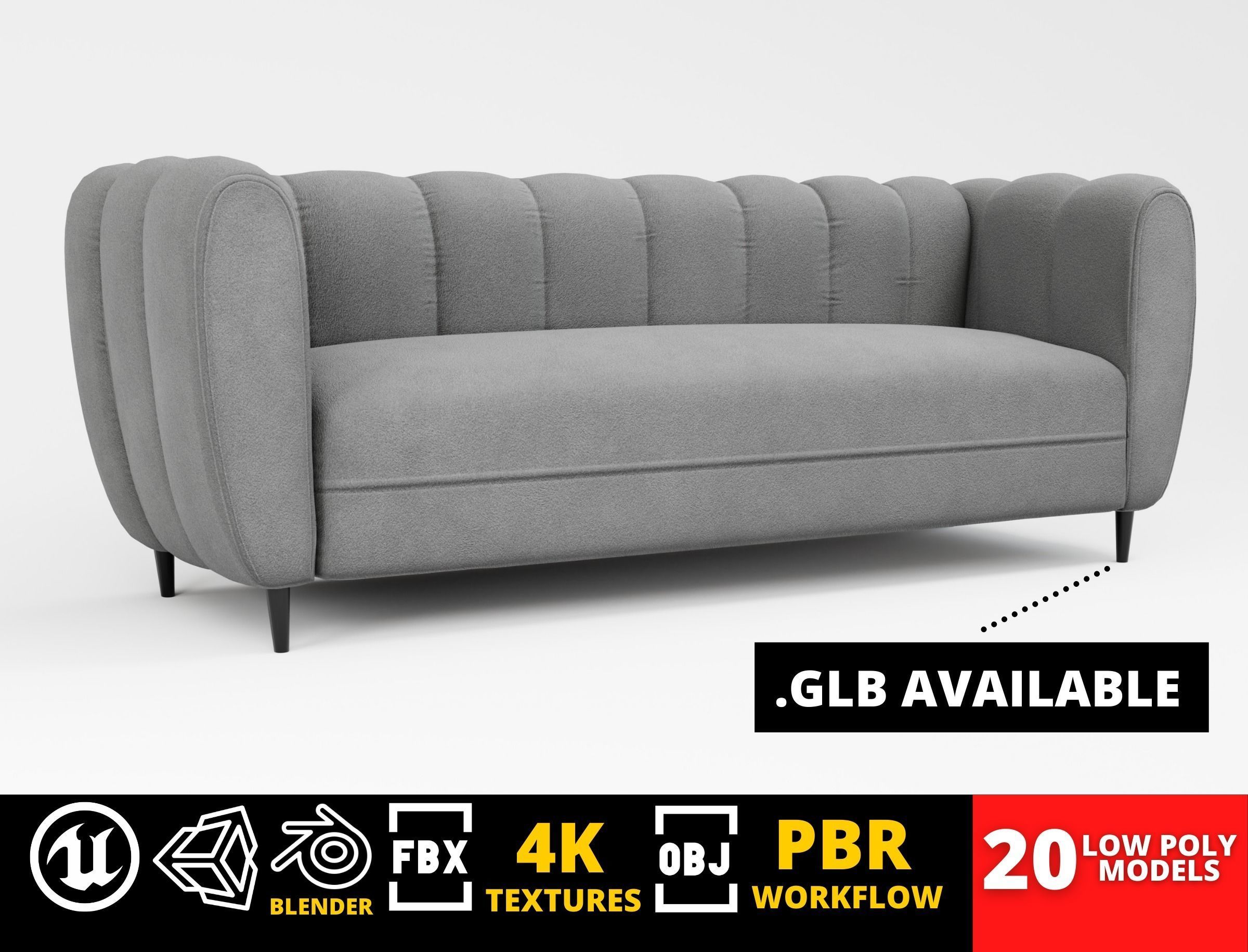 Furniture Pack - Curved - Archviz Vol 1 Low-poly 3D model_0