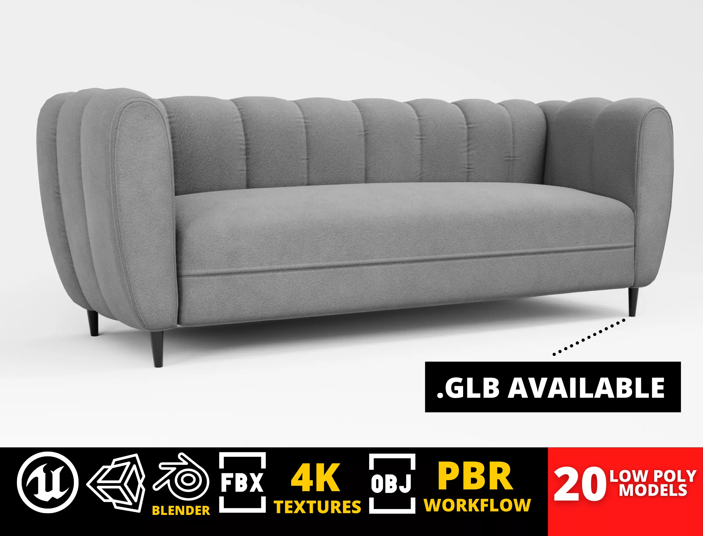 Furniture Pack - Curved - Archviz Vol 1 Low-poly 3D model_0