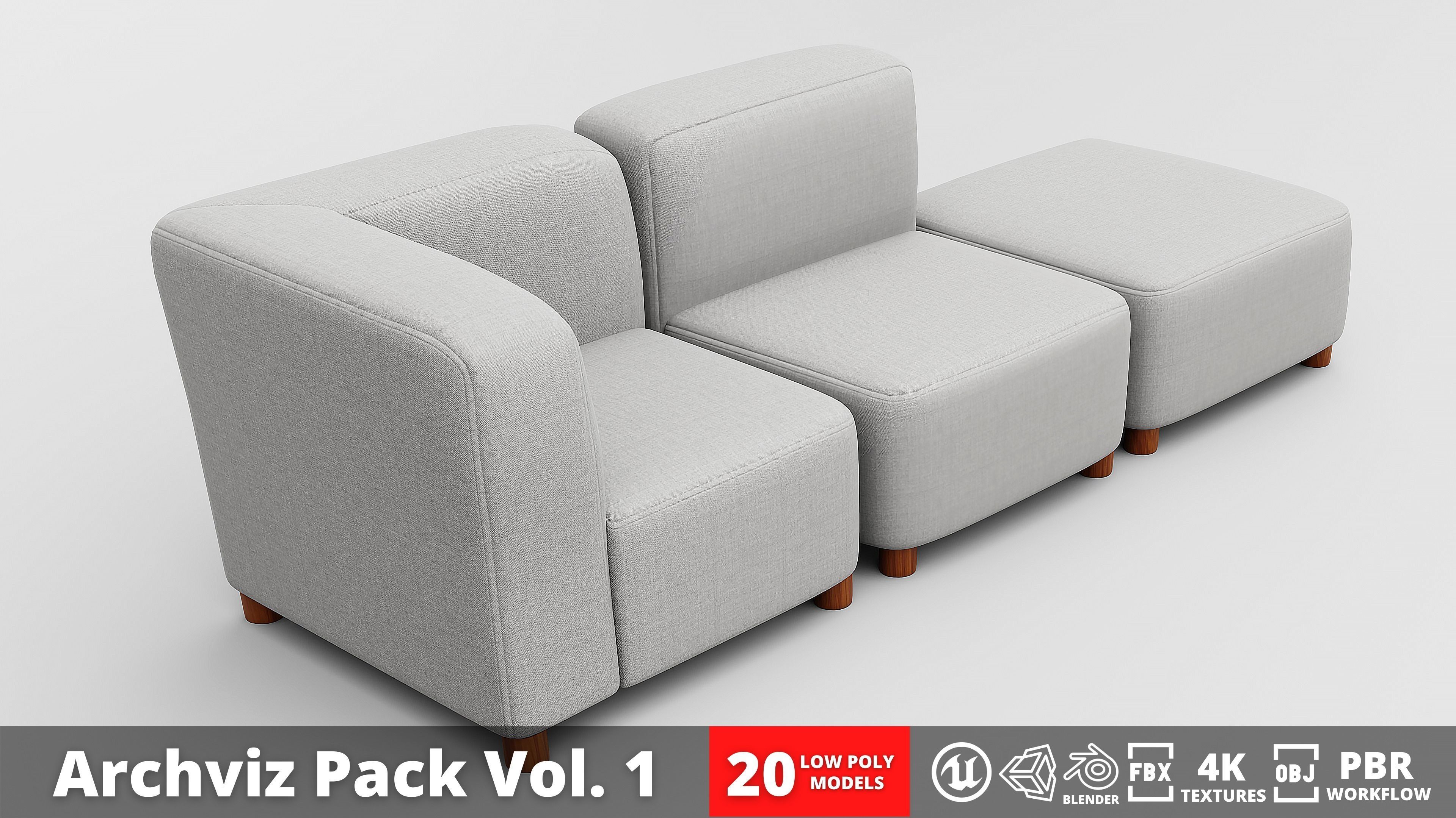 Furniture Pack - Curved - Archviz Vol 1 Low-poly 3D model_8