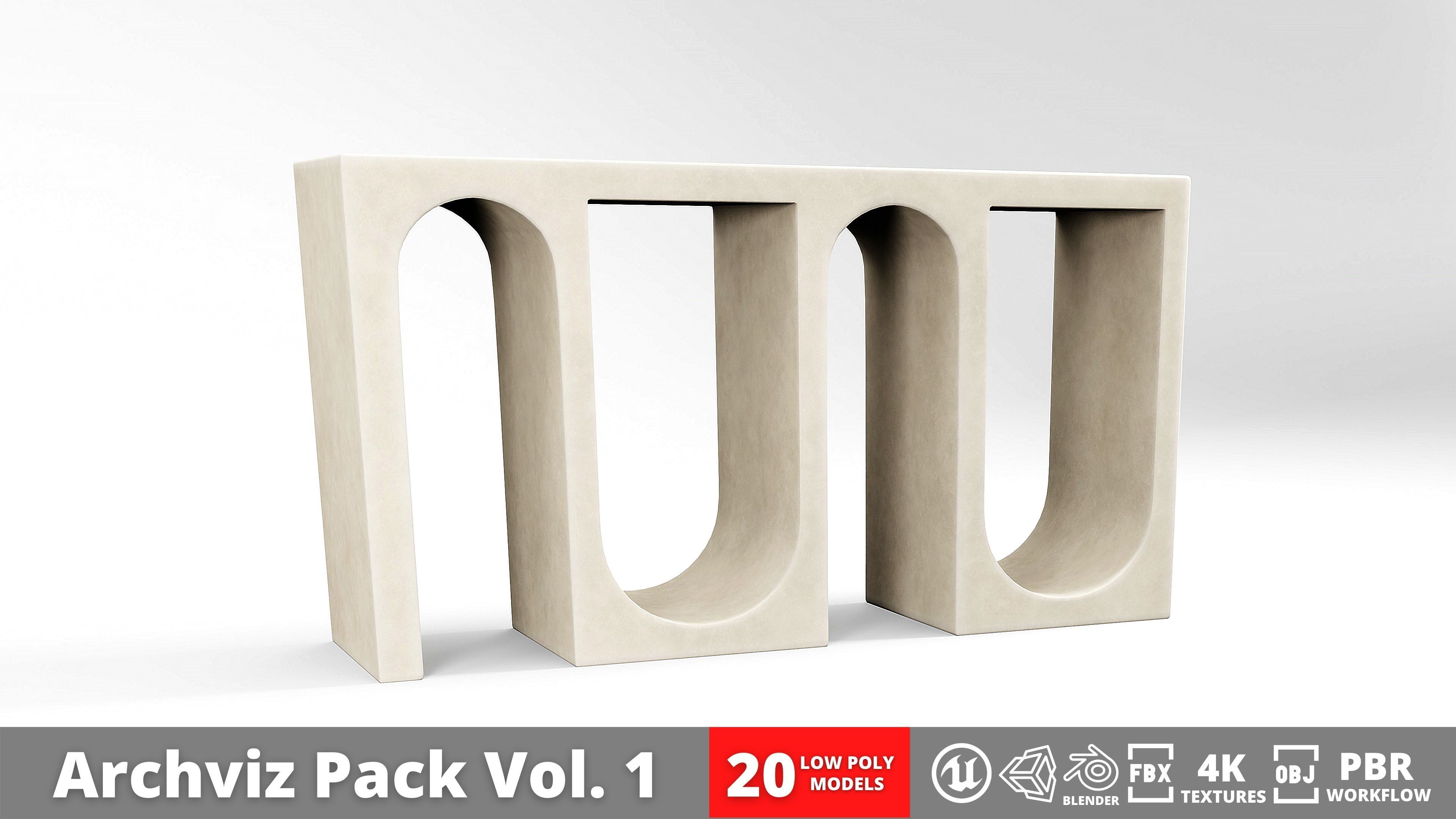 Furniture Pack - Curved - Archviz Vol 1 Low-poly 3D model_18