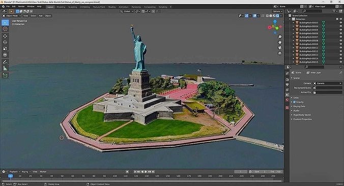 Liberty Island NEW YORK USA With texture Low-poly 3D model