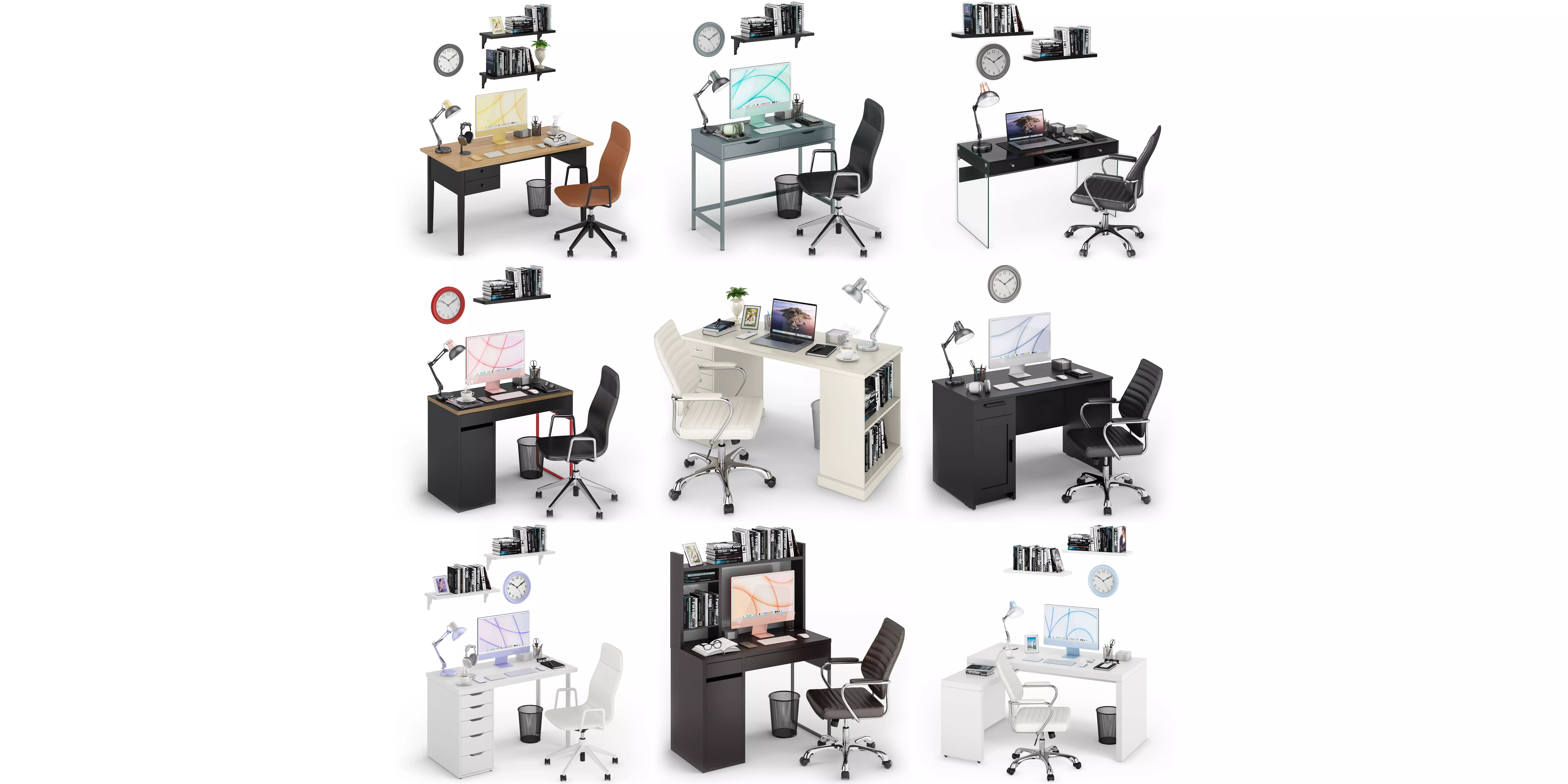 Workplace iMac Collection 3D model