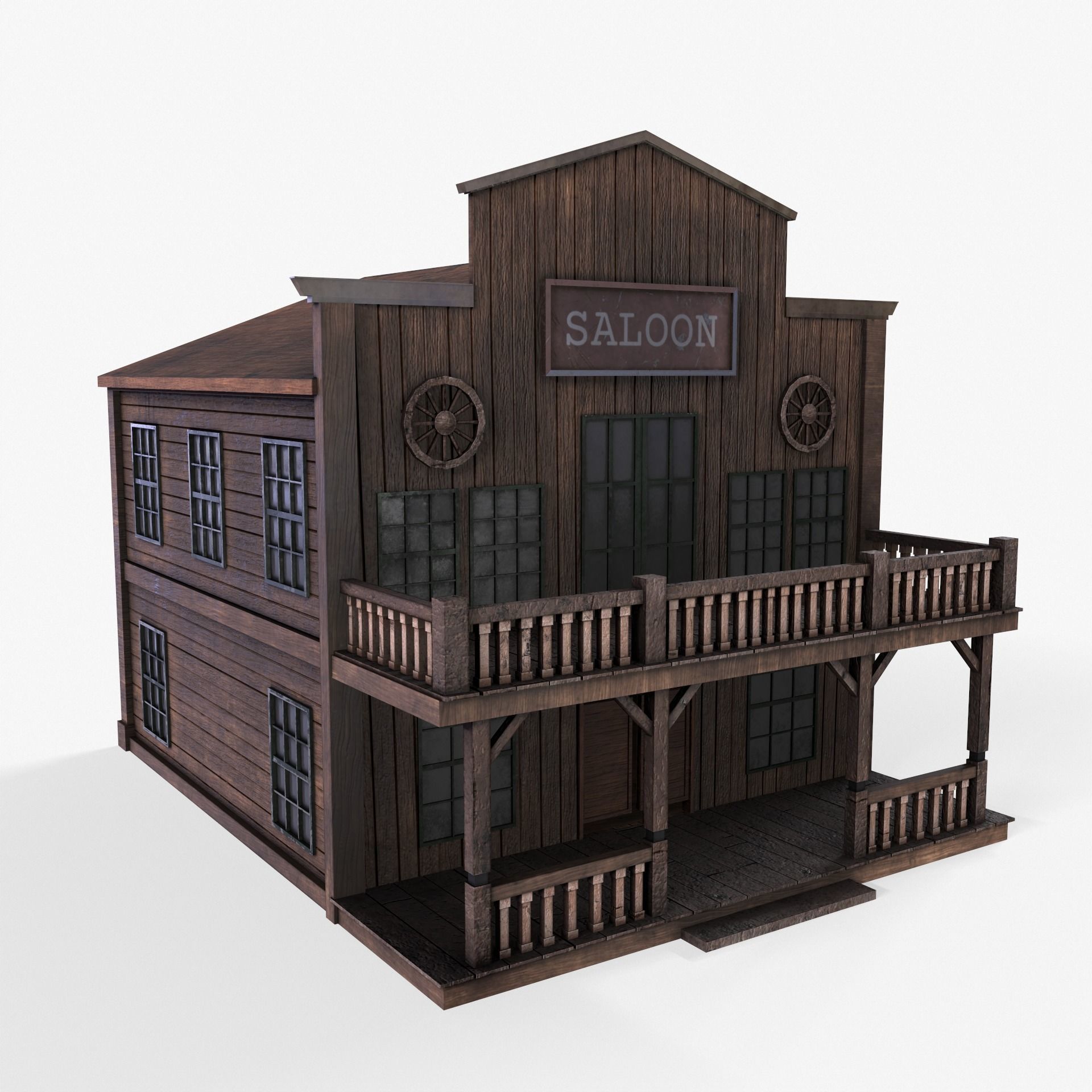 Western Saloon Low-poly 3D model_14