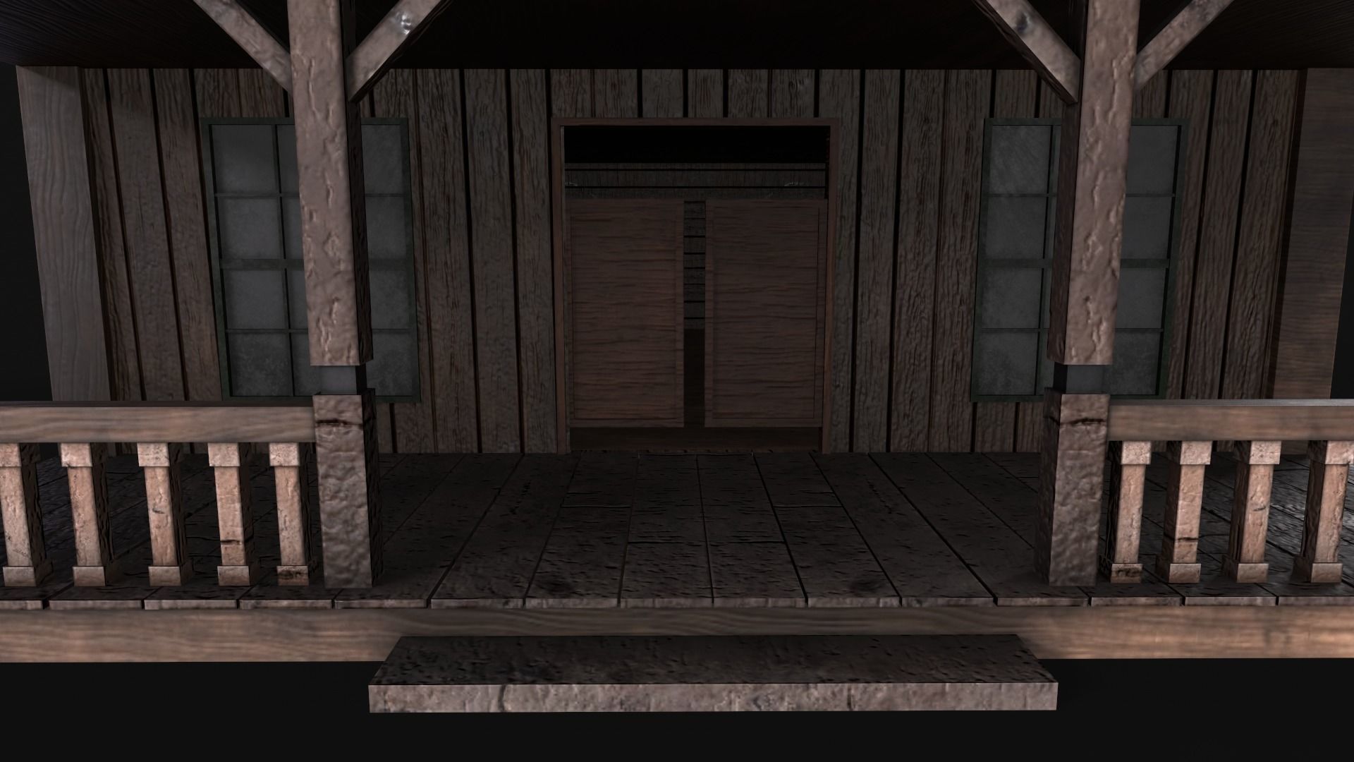 Western Saloon Low-poly 3D model_12