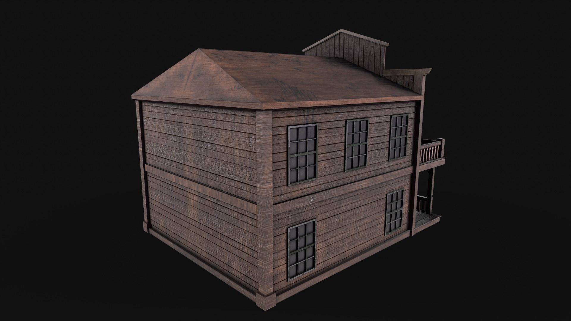 Western Saloon Low-poly 3D model_4