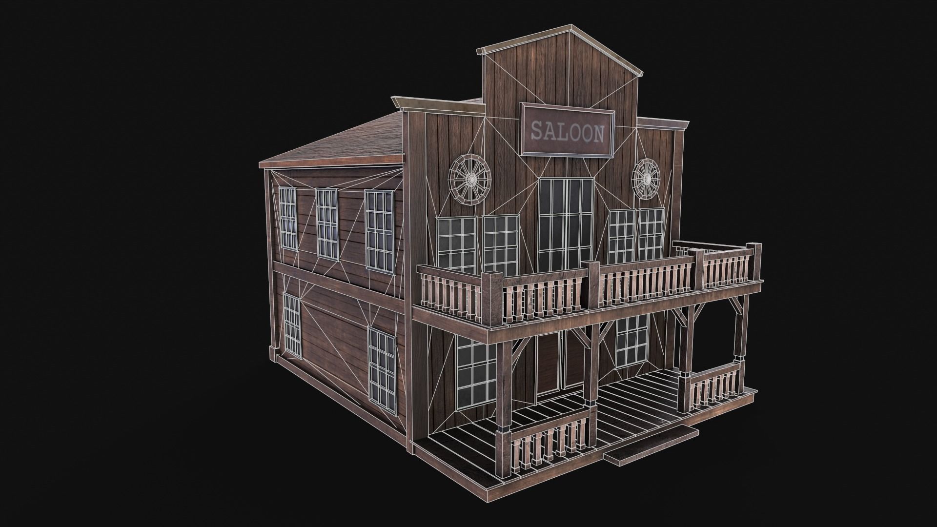 Western Saloon Low-poly 3D model_9