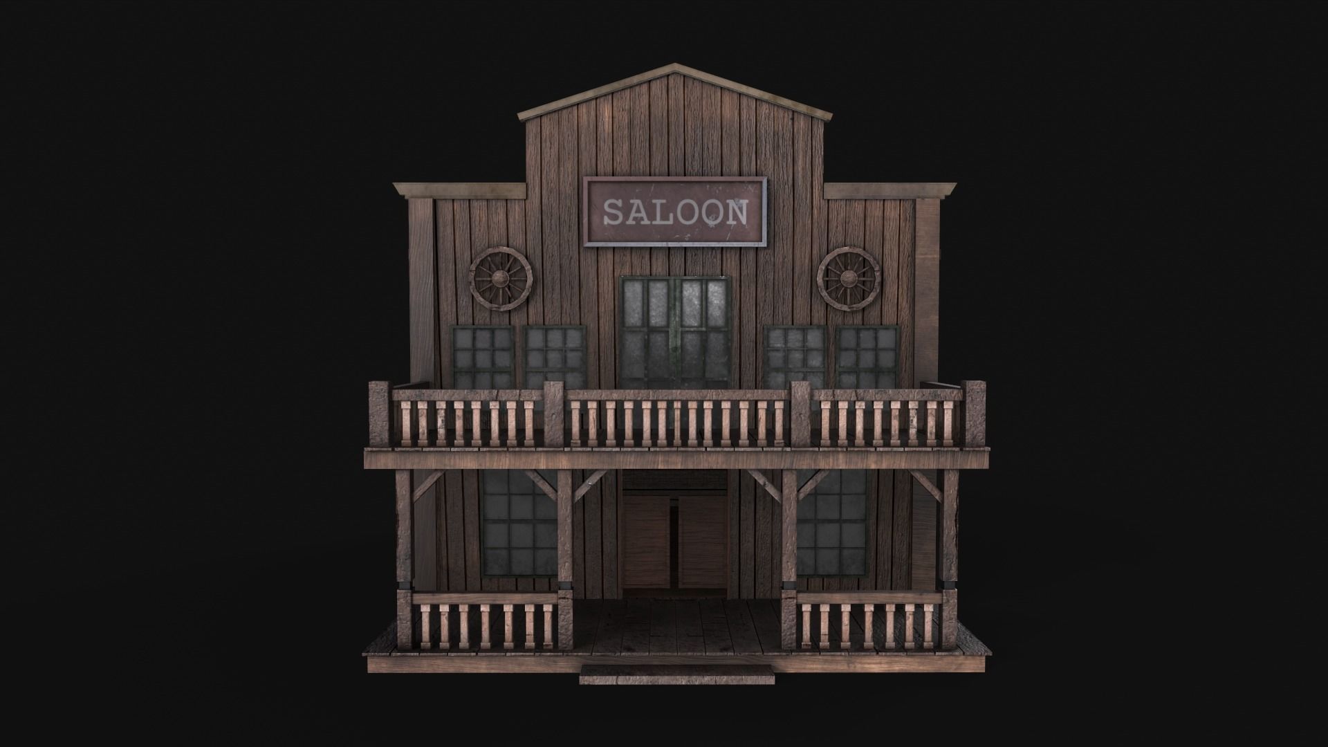Western Saloon Low-poly 3D model_1