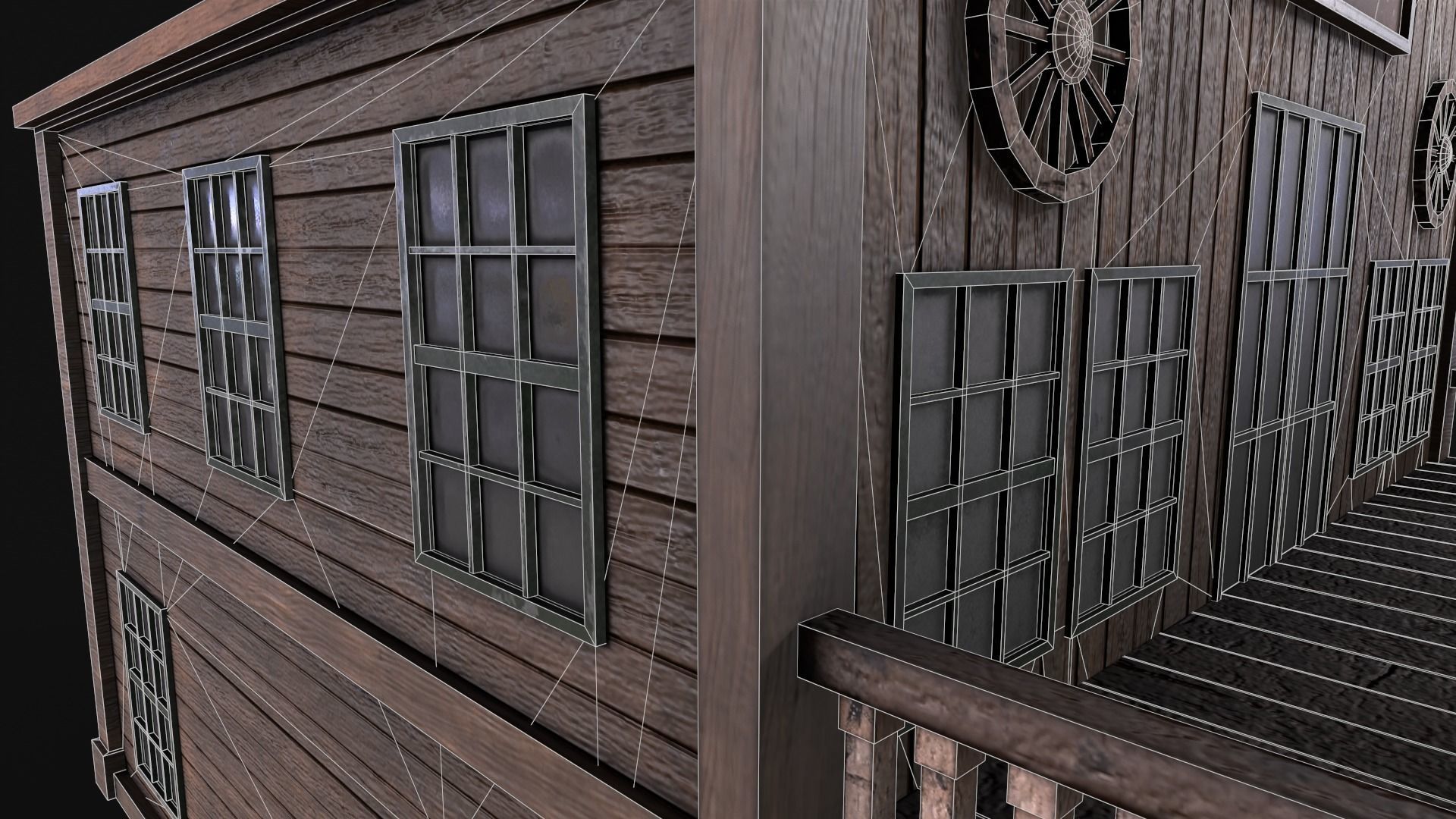 Western Saloon Low-poly 3D model_8