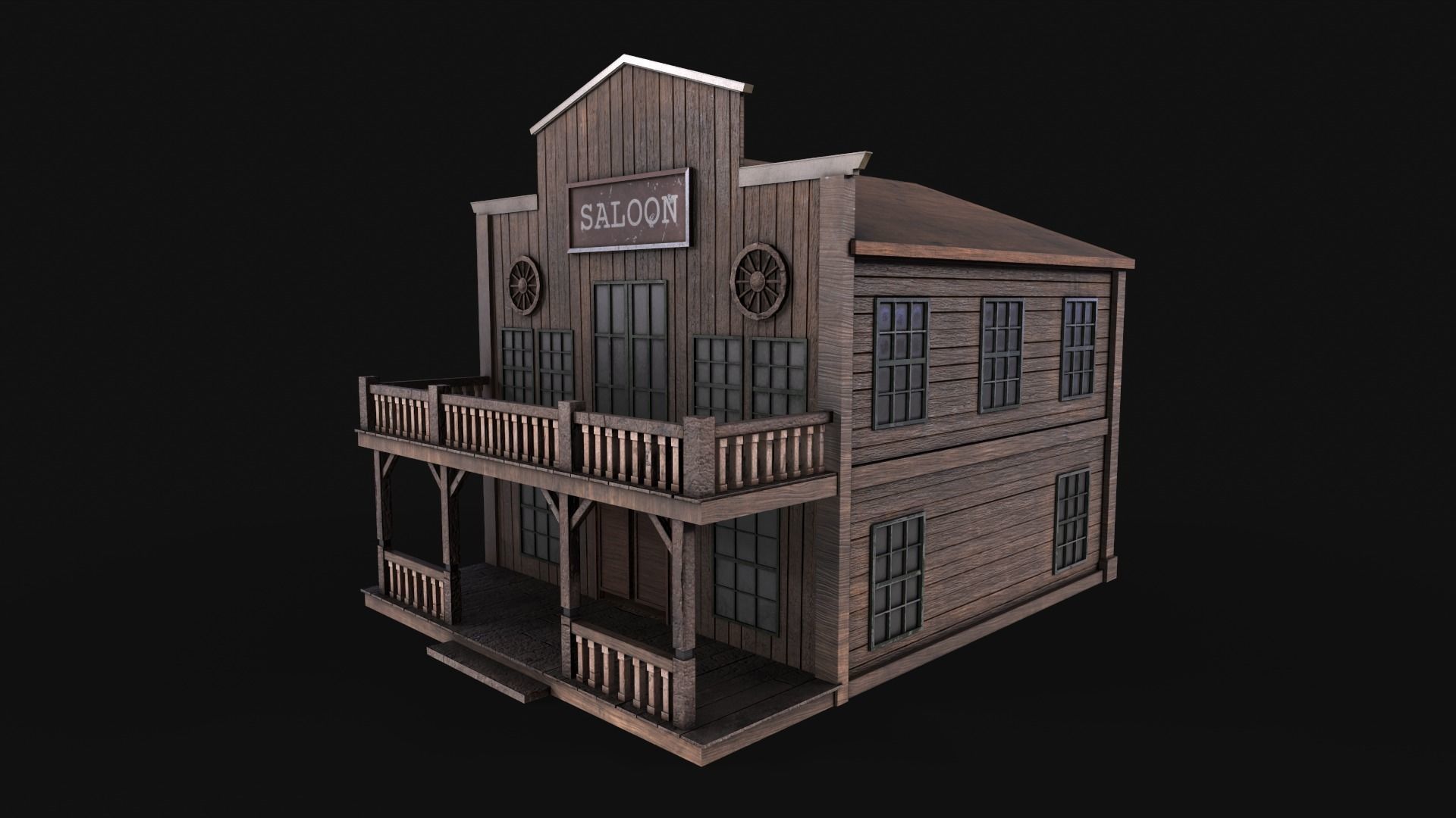 Western Saloon Low-poly 3D model_2