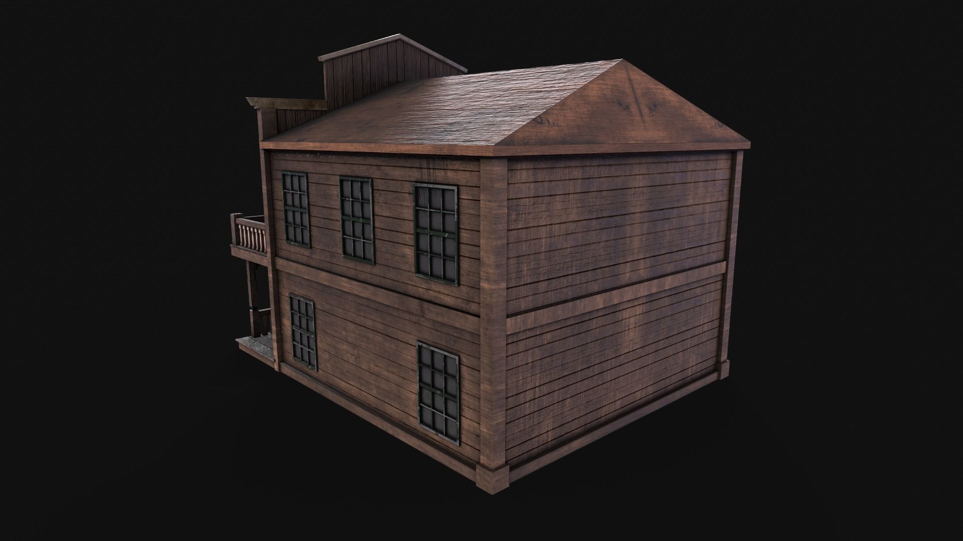 Western Saloon Low-poly 3D model_3