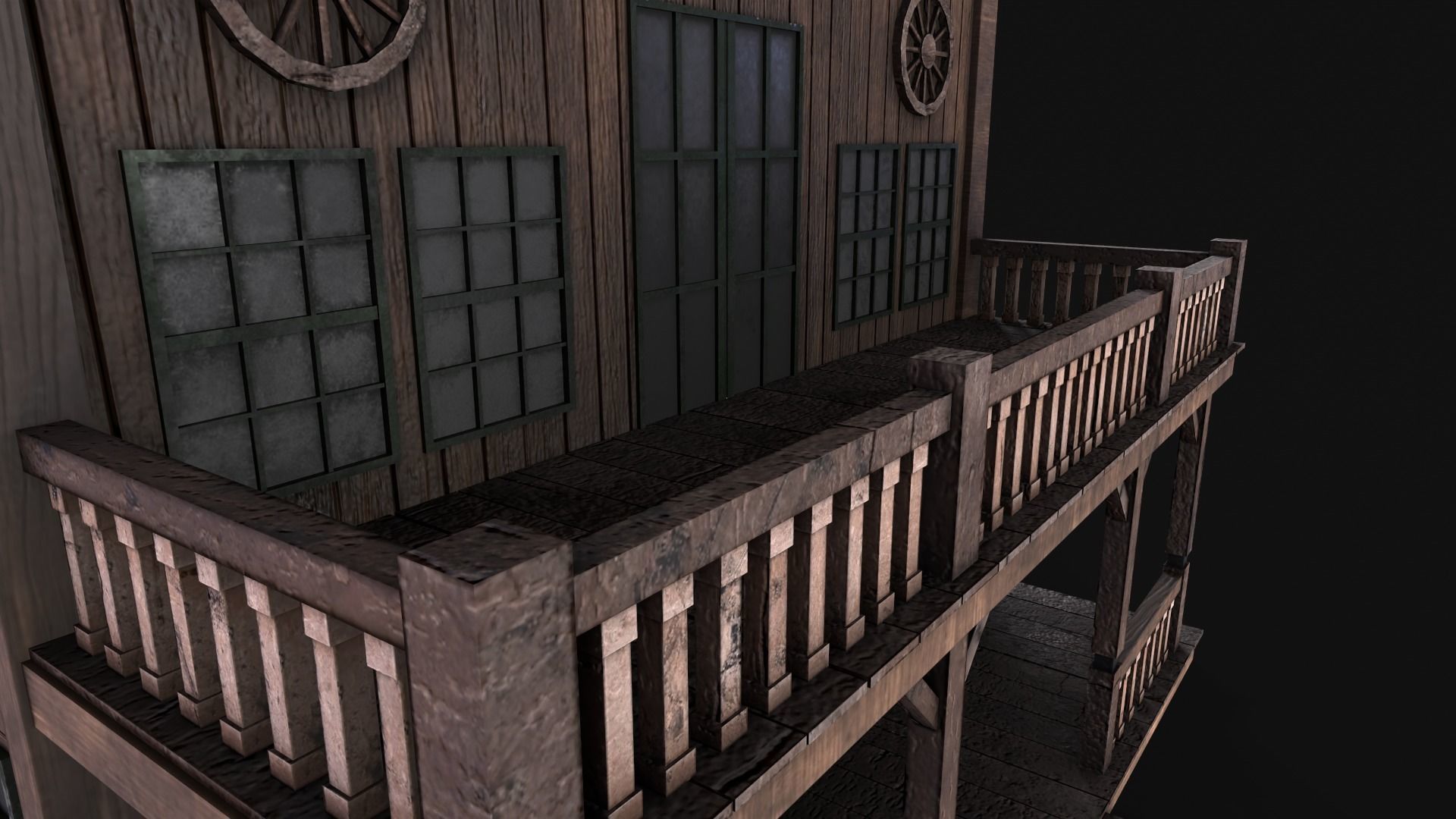 Western Saloon Low-poly 3D model_5