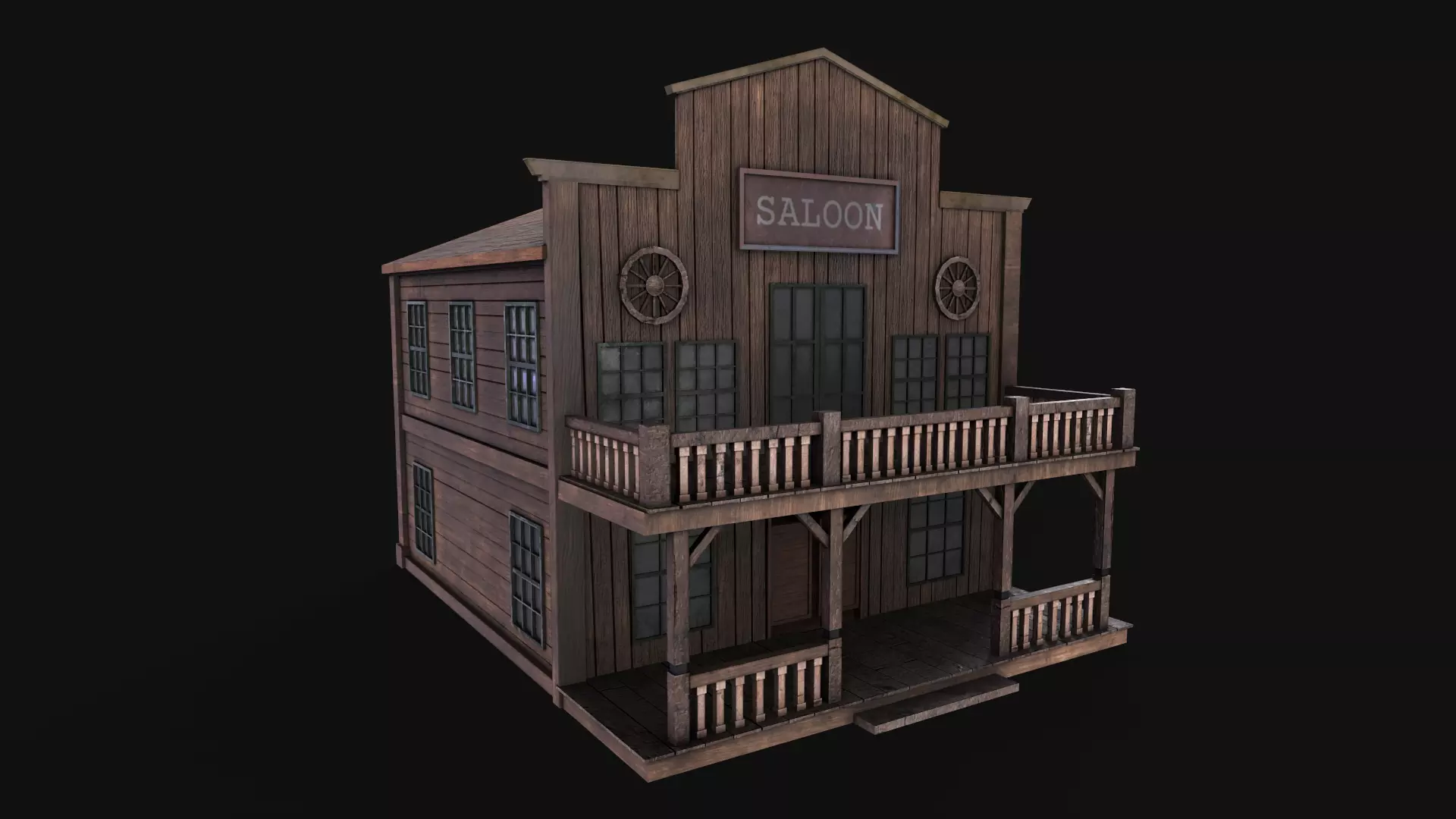 Western Saloon Low-poly 3D model_0