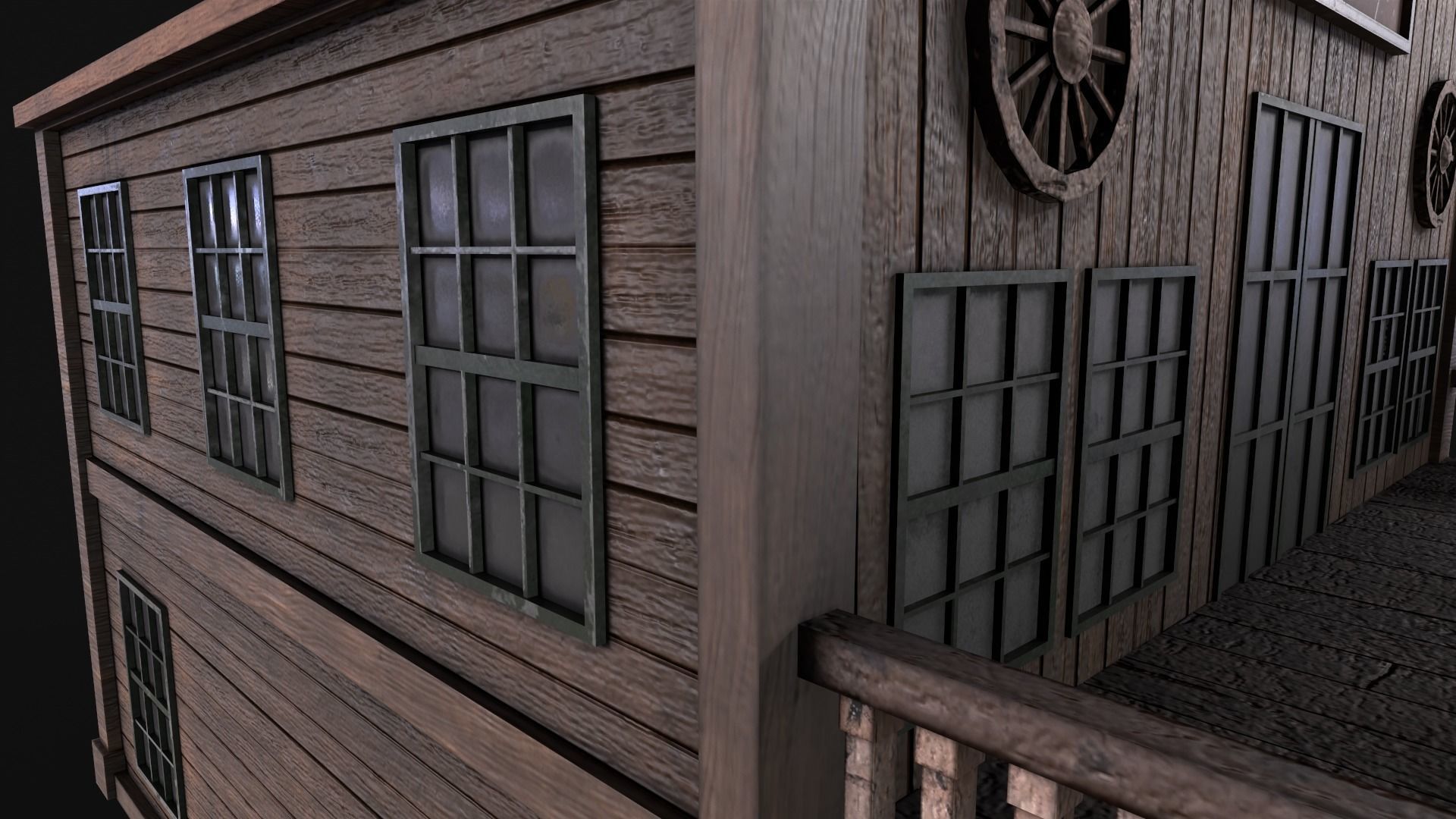 Western Saloon Low-poly 3D model_7