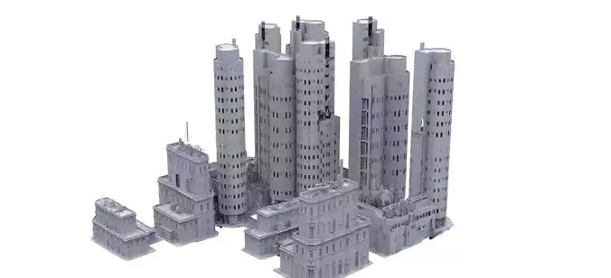 Sci fi Block of flats and city  3D model