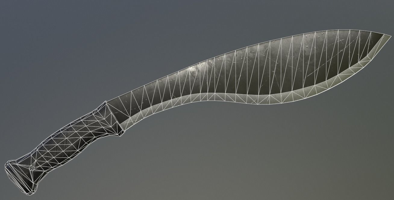 Kukri knife Low-poly 3D model_6