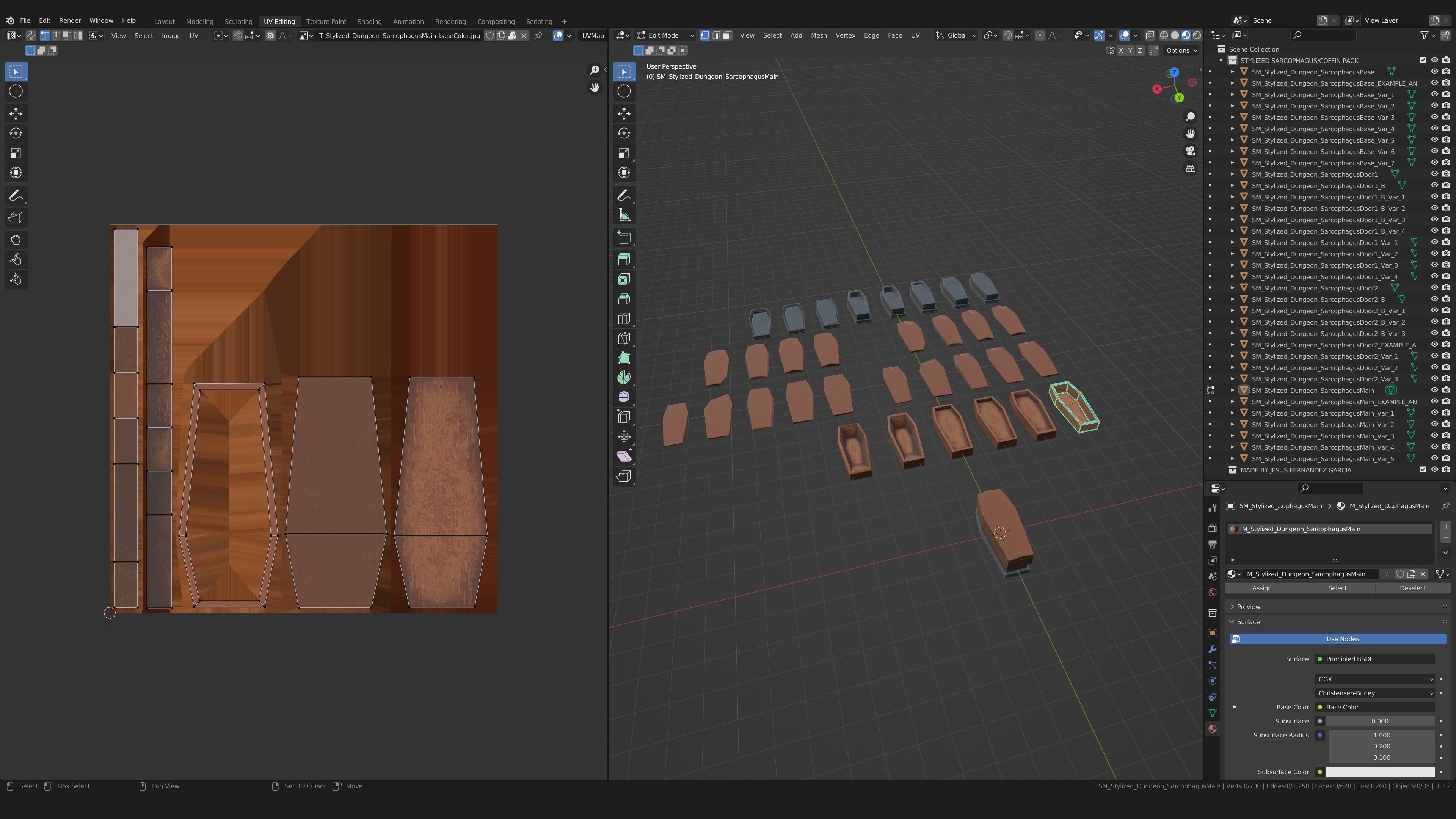Stylized PBR Sarcophagus Coffin Pack Low-poly 3D model_2