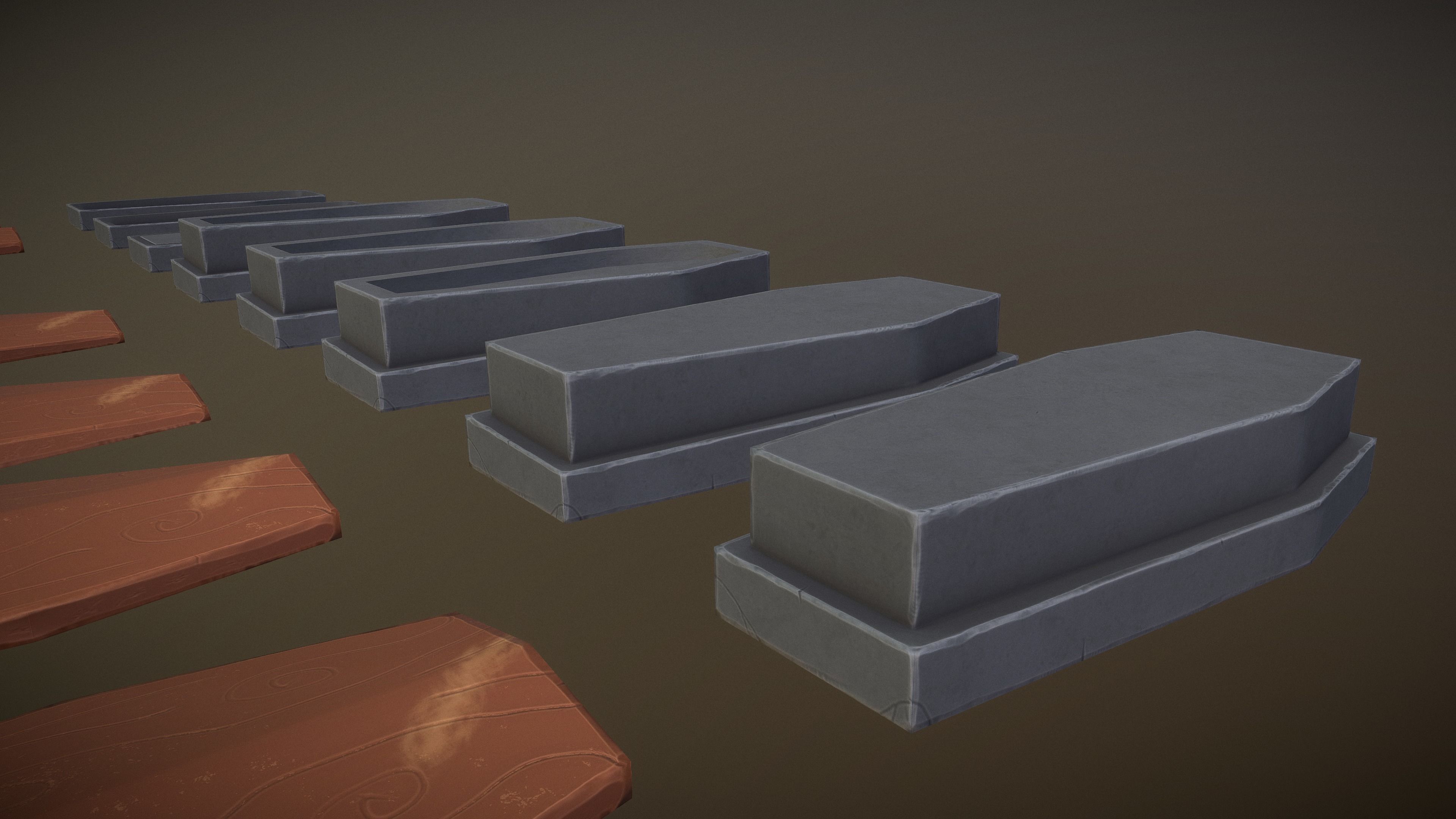 Stylized PBR Sarcophagus Coffin Pack Low-poly 3D model_5