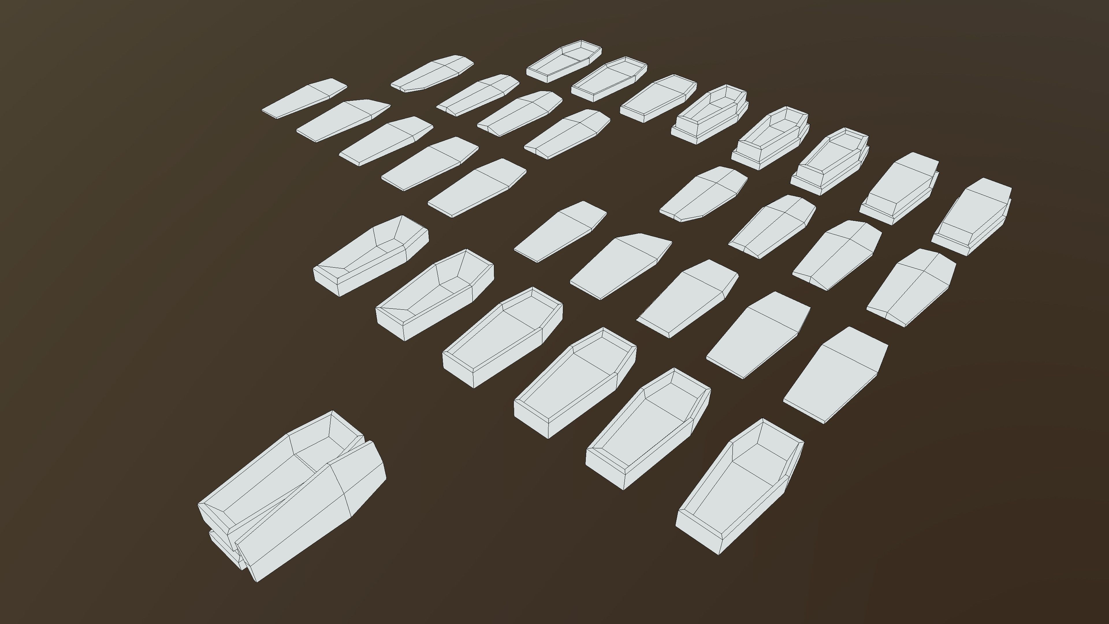 Stylized PBR Sarcophagus Coffin Pack Low-poly 3D model_13