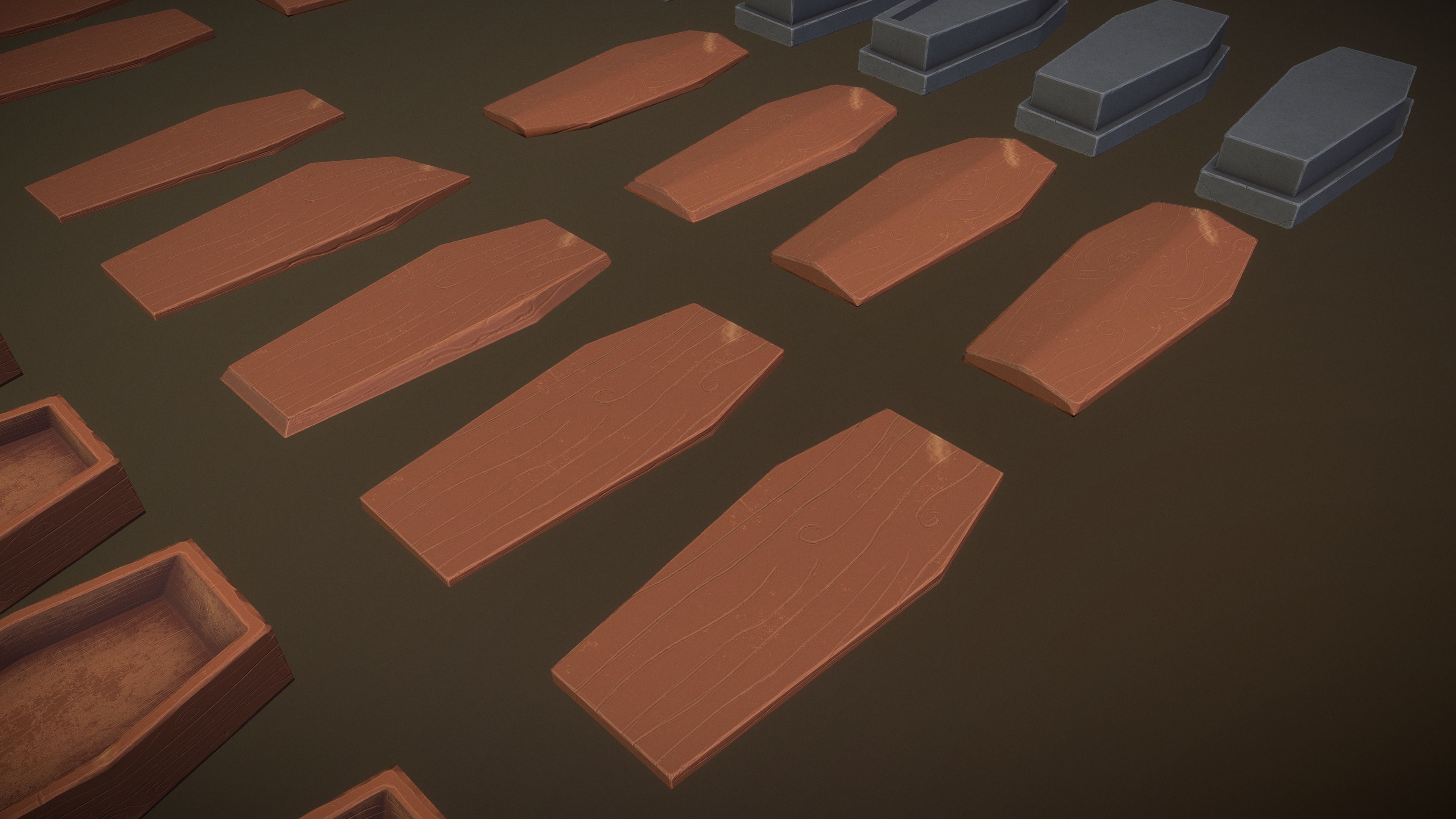 Stylized PBR Sarcophagus Coffin Pack Low-poly 3D model_17