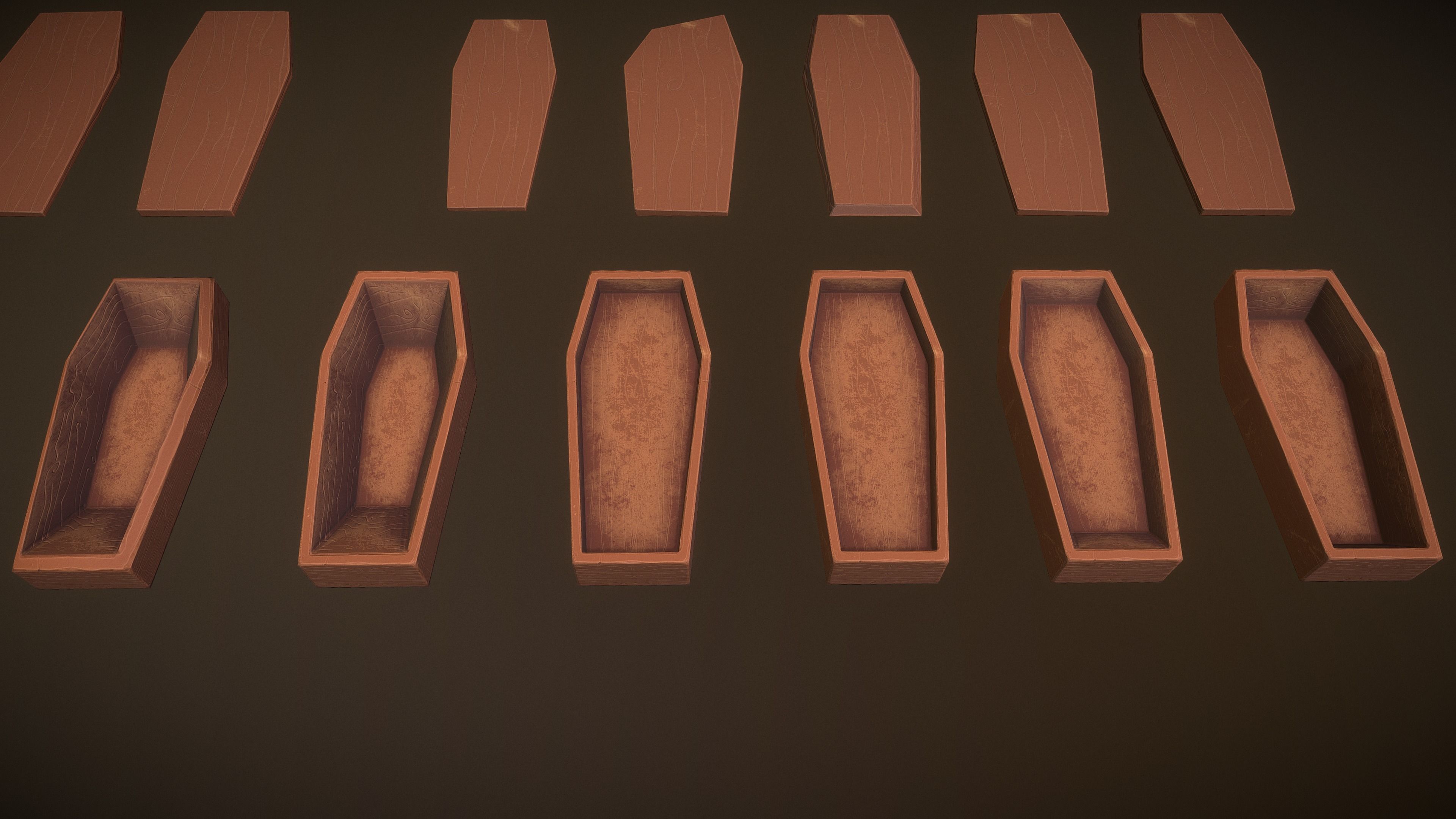 Stylized PBR Sarcophagus Coffin Pack Low-poly 3D model_10