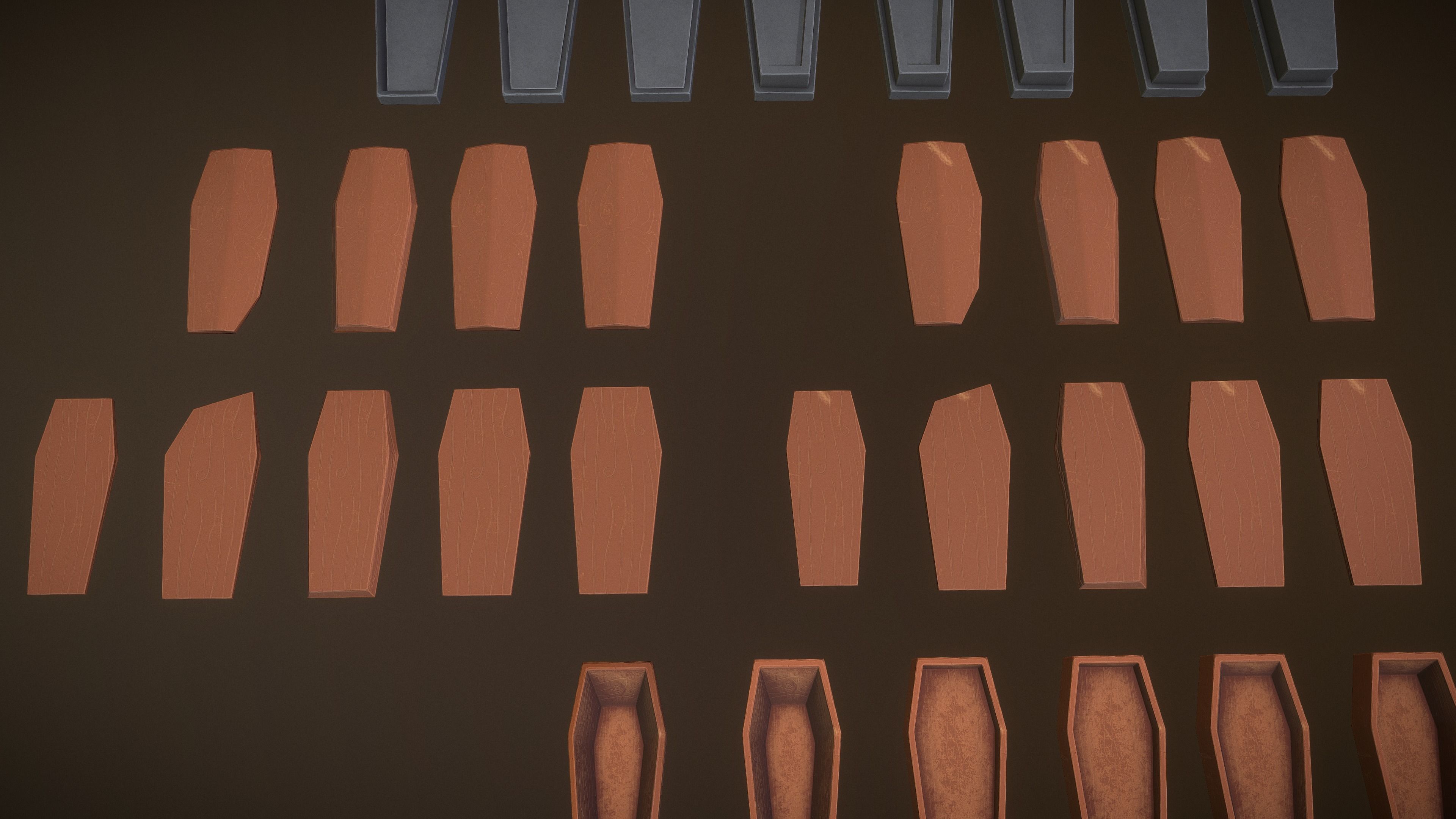 Stylized PBR Sarcophagus Coffin Pack Low-poly 3D model_11