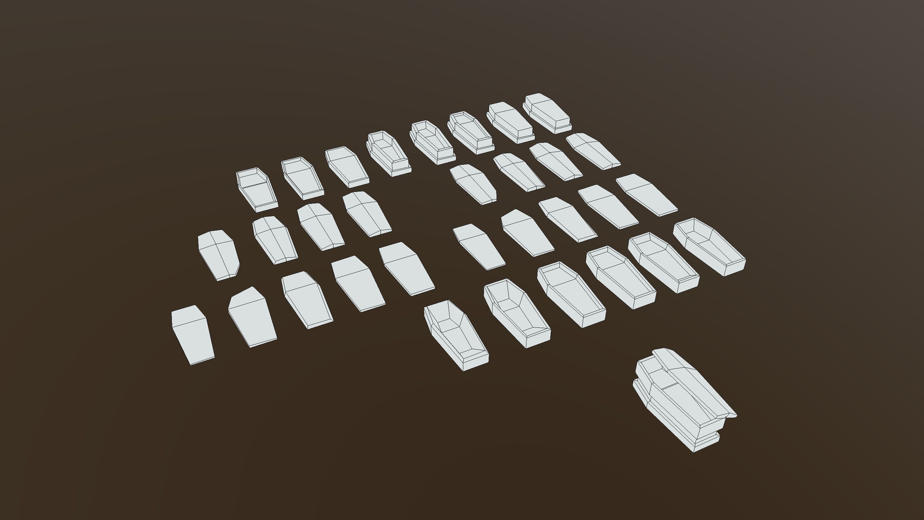 Stylized PBR Sarcophagus Coffin Pack Low-poly 3D model_4