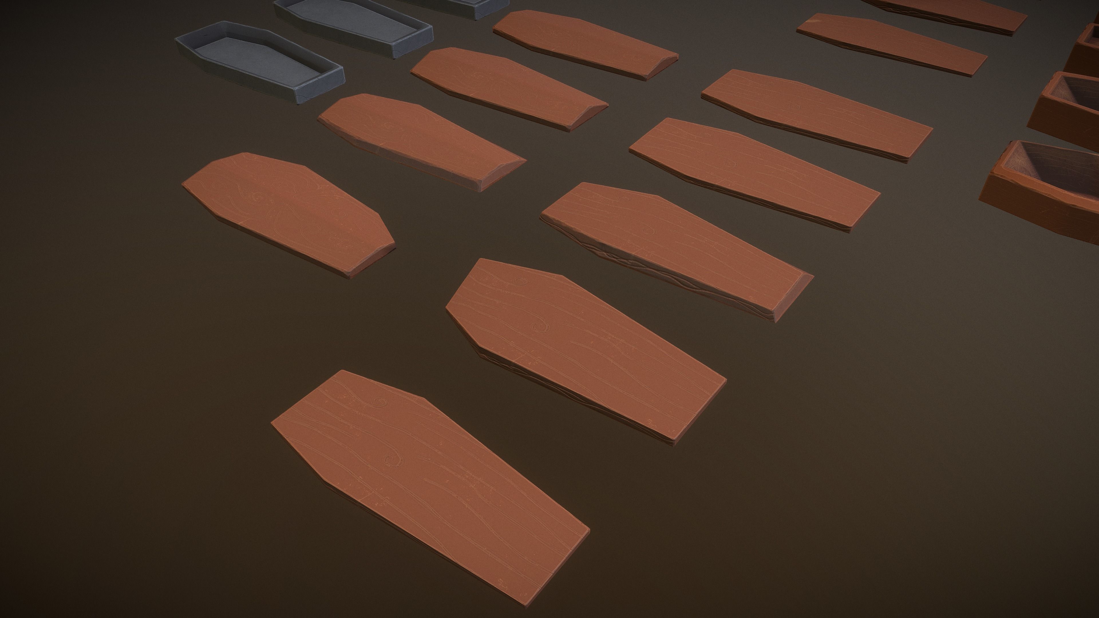 Stylized PBR Sarcophagus Coffin Pack Low-poly 3D model_16