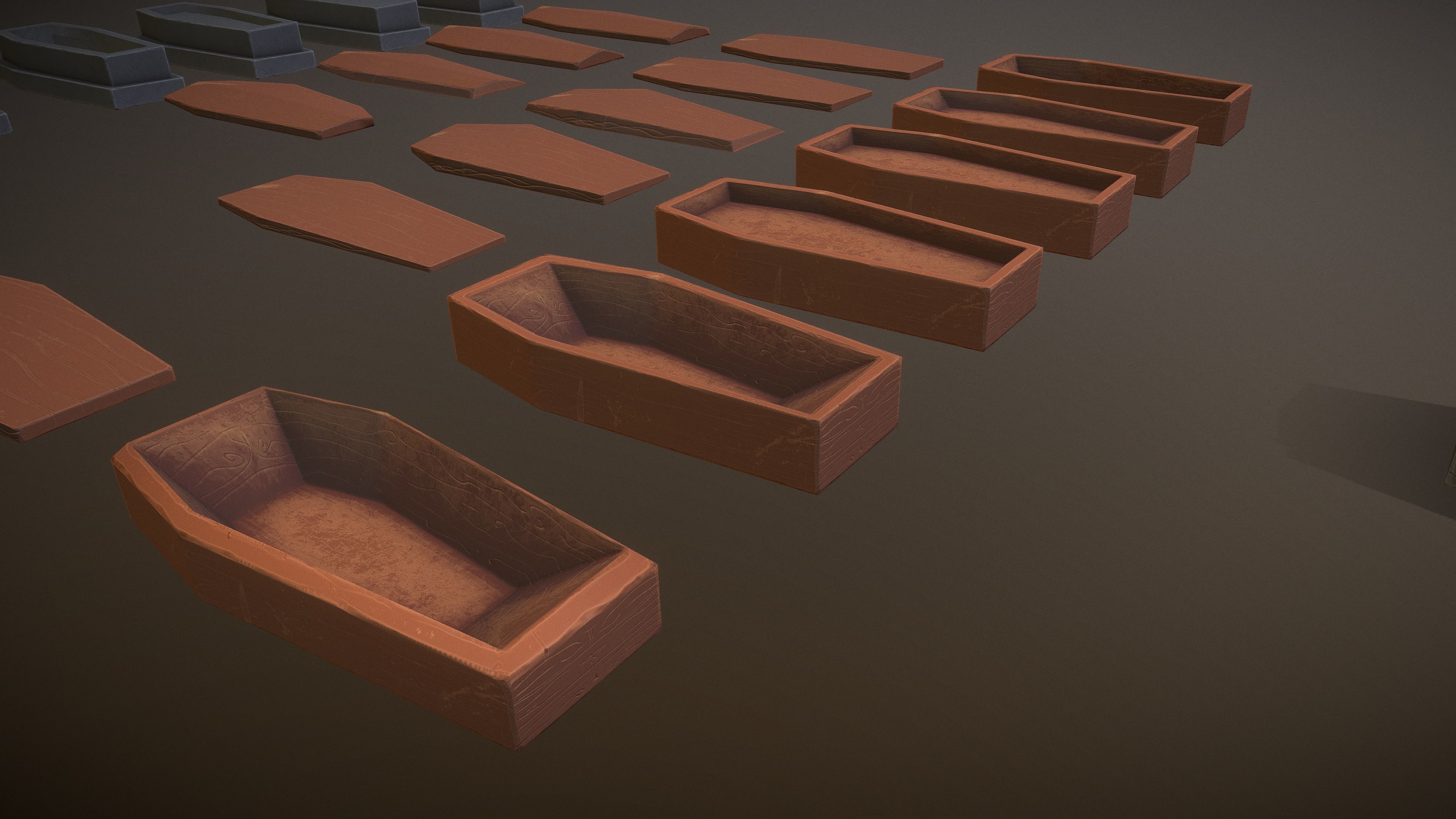 Stylized PBR Sarcophagus Coffin Pack Low-poly 3D model_15