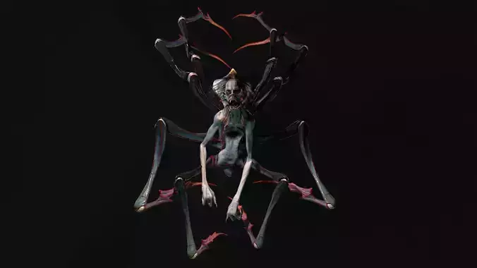 Spider 6 with long legs Low-poly 3D model