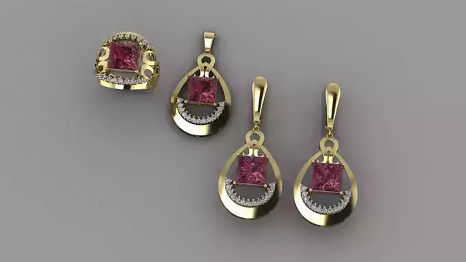 Golden Earing Ring Pendant