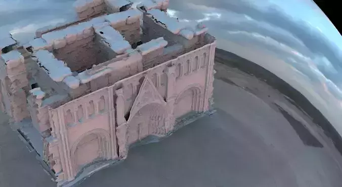 Castle cathedral Door ornate 3D model thin