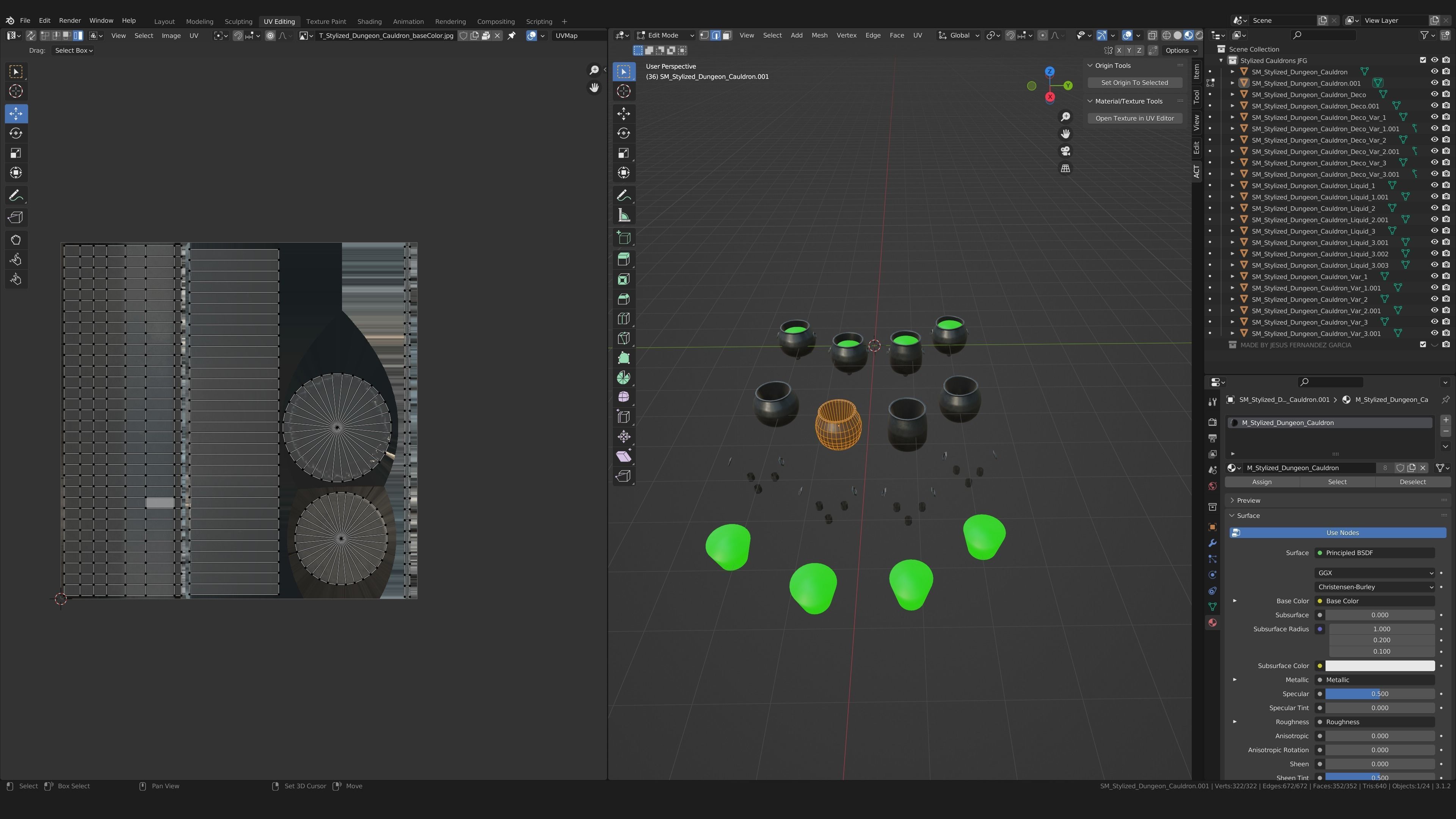 Stylized PBR Cauldron Low-poly 3D model_4