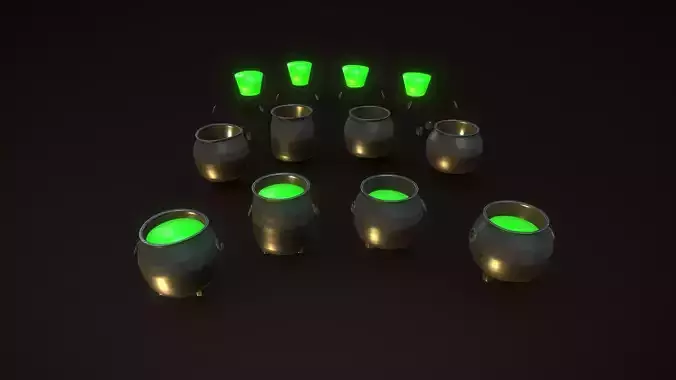 Stylized PBR Cauldron Low-poly 3D model