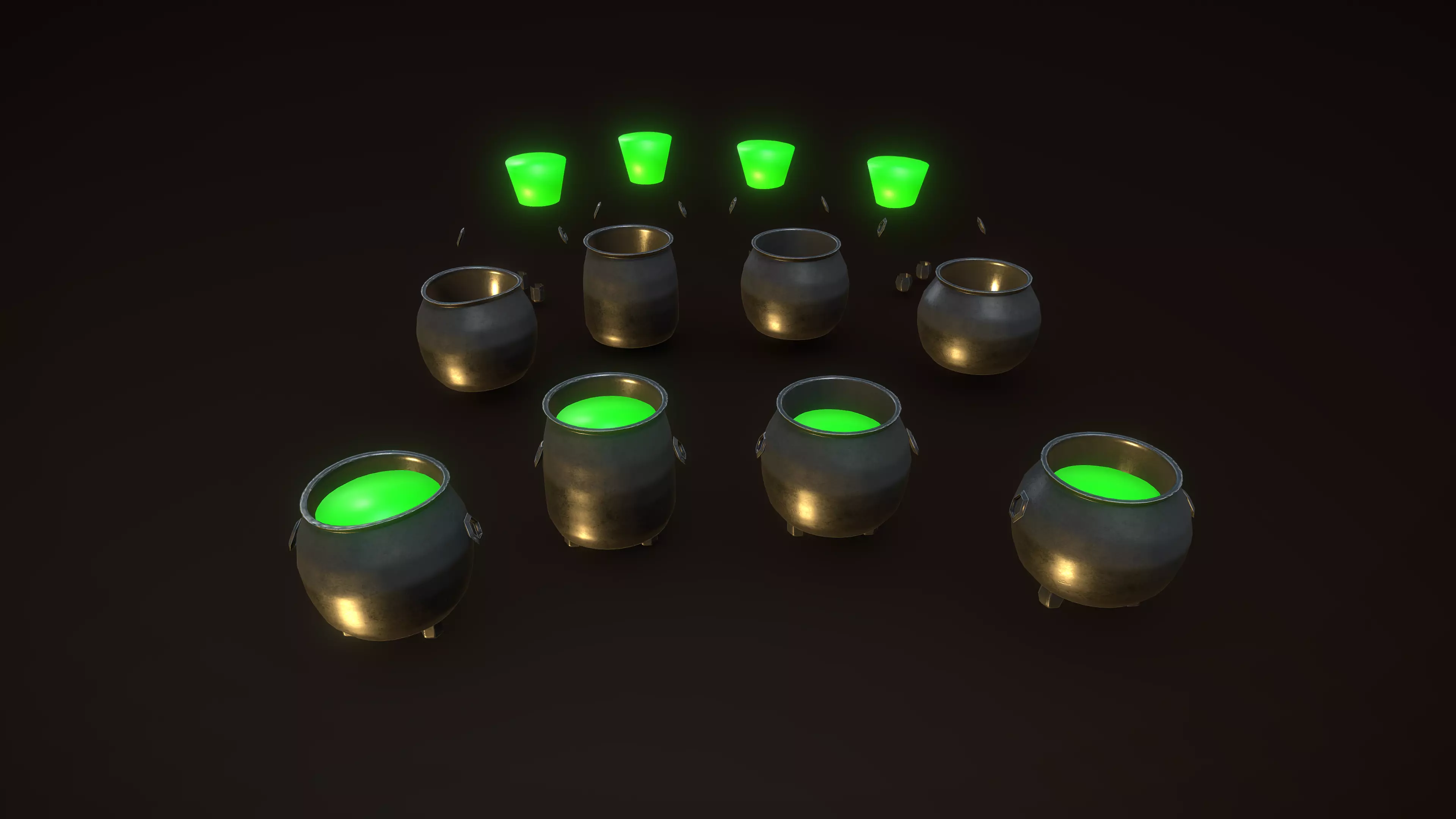 Stylized PBR Cauldron Low-poly 3D model_0