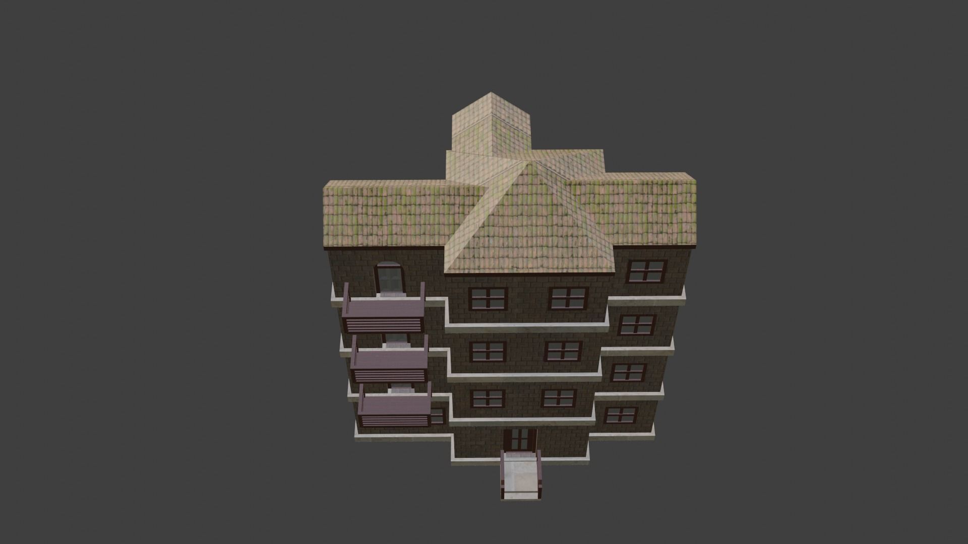 House Model 2 building Low-poly 3D model_4