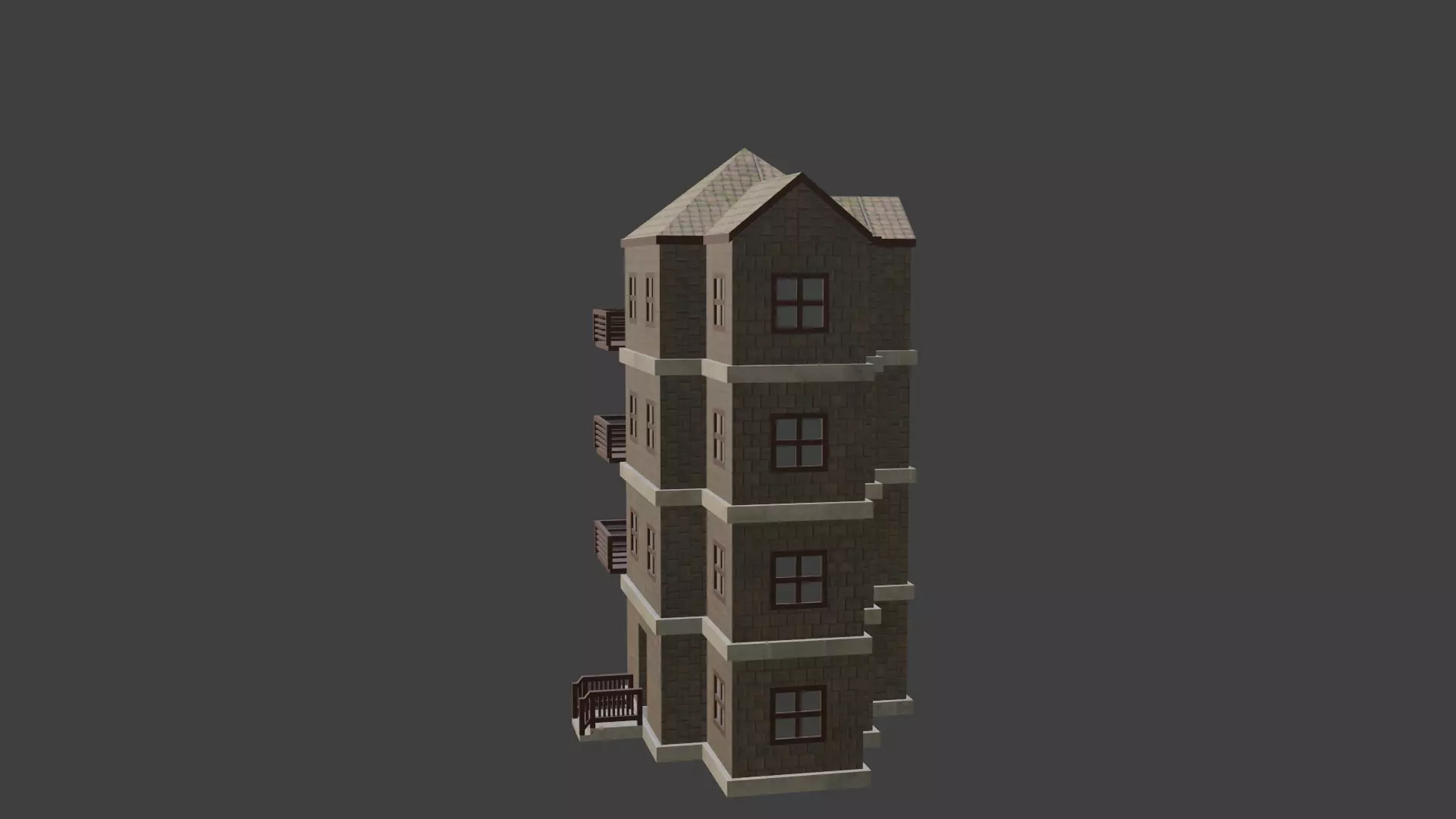 House Model 2 building Low-poly 3D model_0