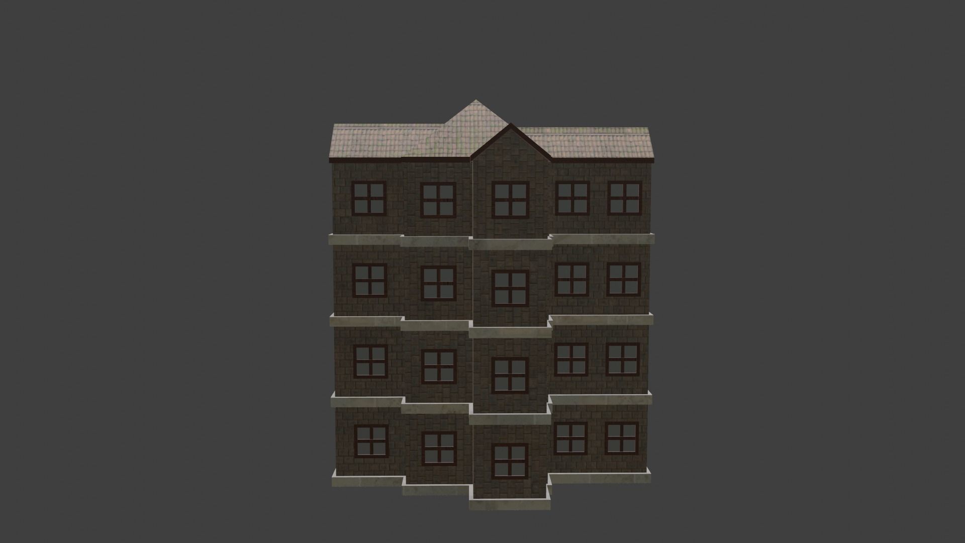 House Model 2 building Low-poly 3D model_2