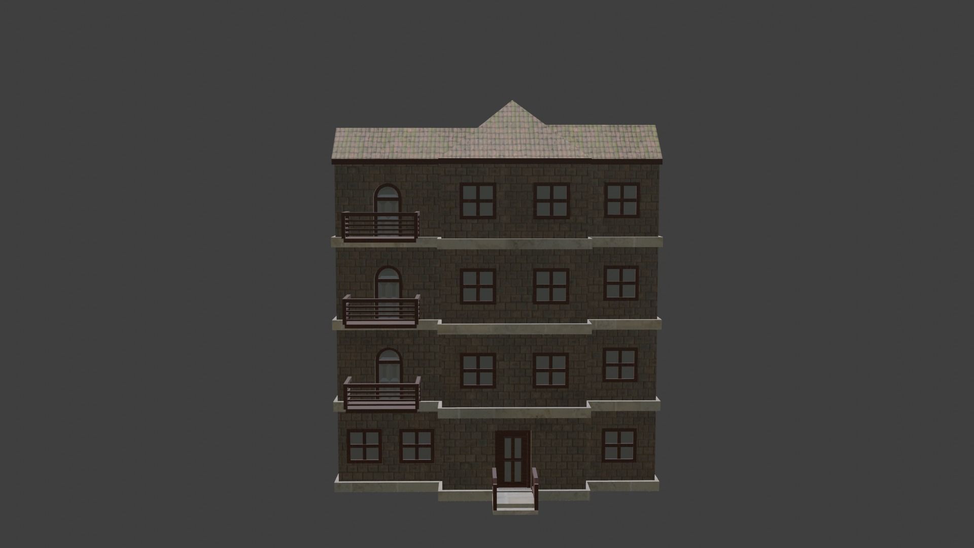 House Model 2 building Low-poly 3D model_1