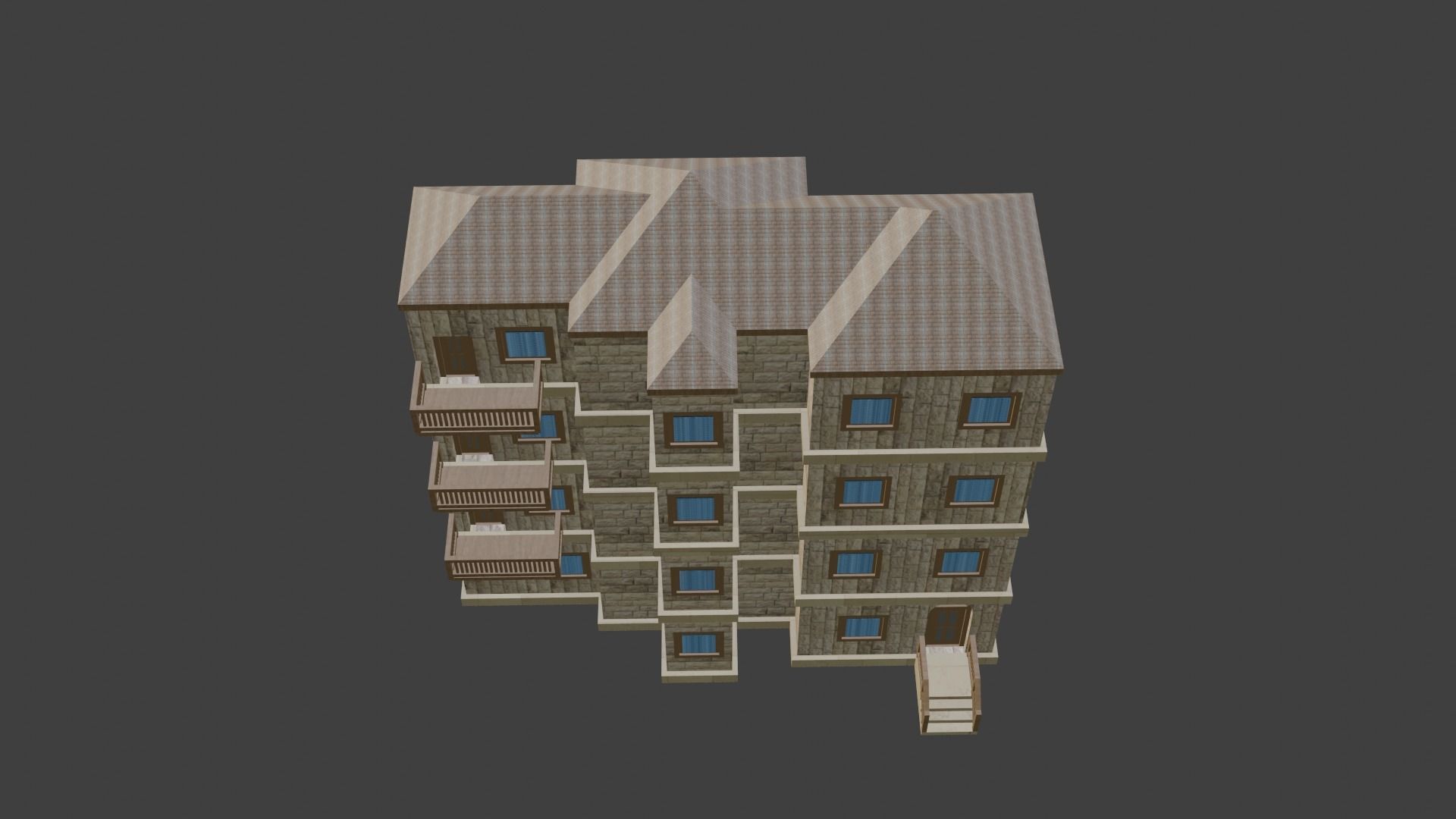 House Model 6 apartment building Low-poly 3D model_4