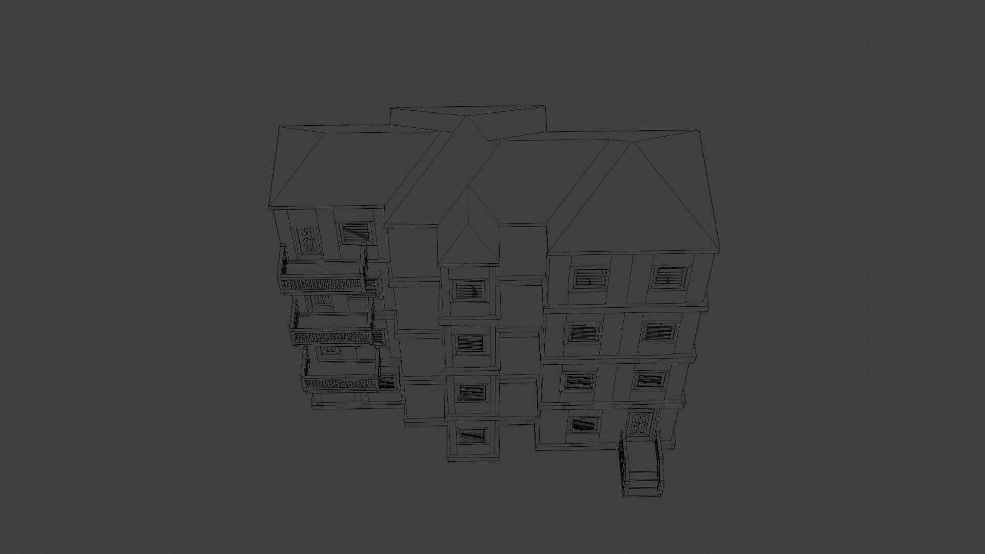 House Model 6 apartment building Low-poly 3D model_5