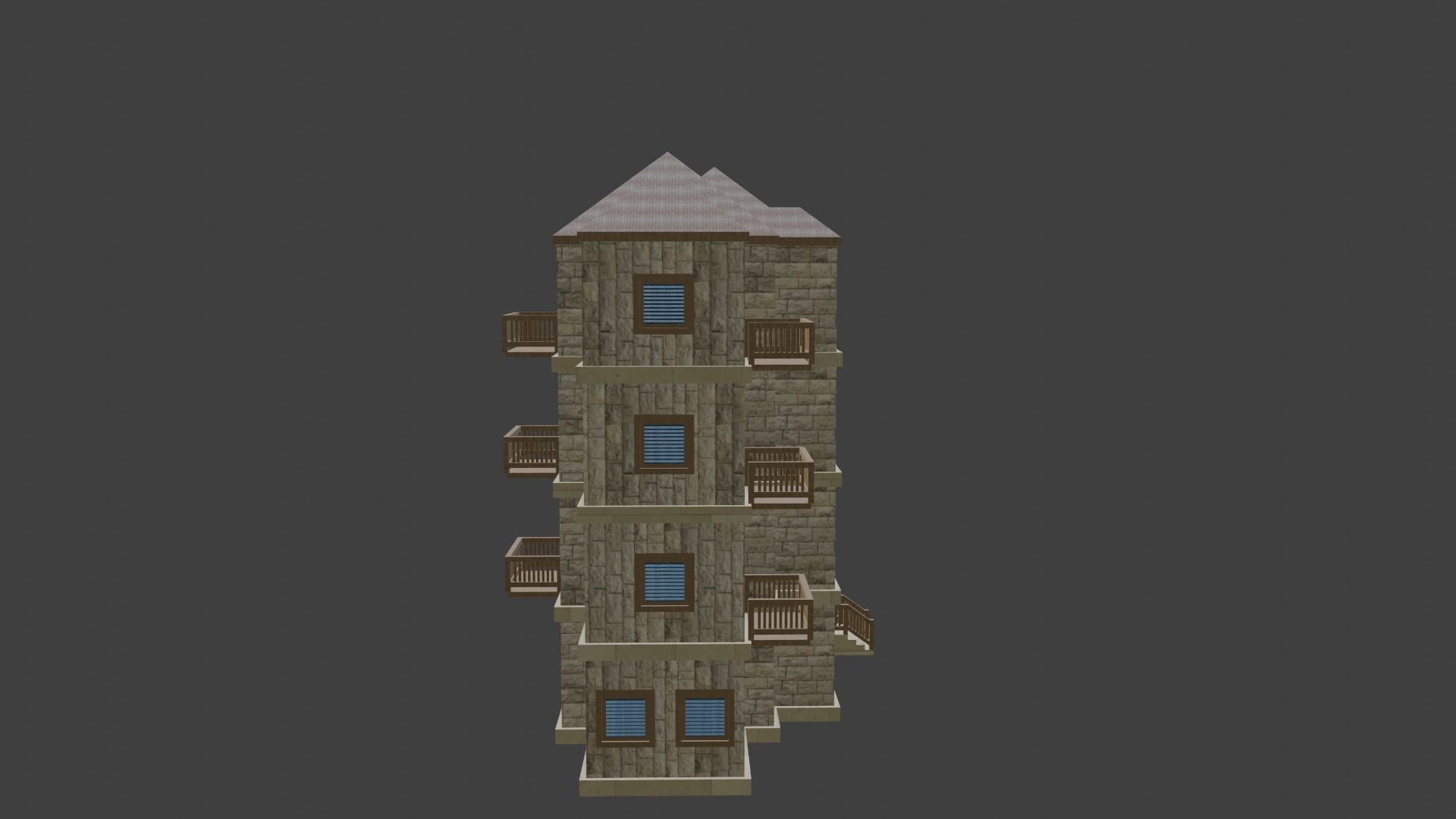 House Model 6 apartment building Low-poly 3D model_3