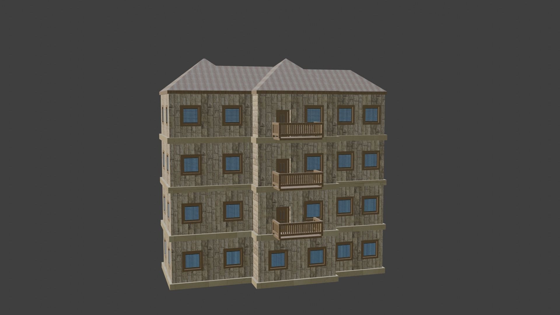 House Model 6 apartment building Low-poly 3D model_2