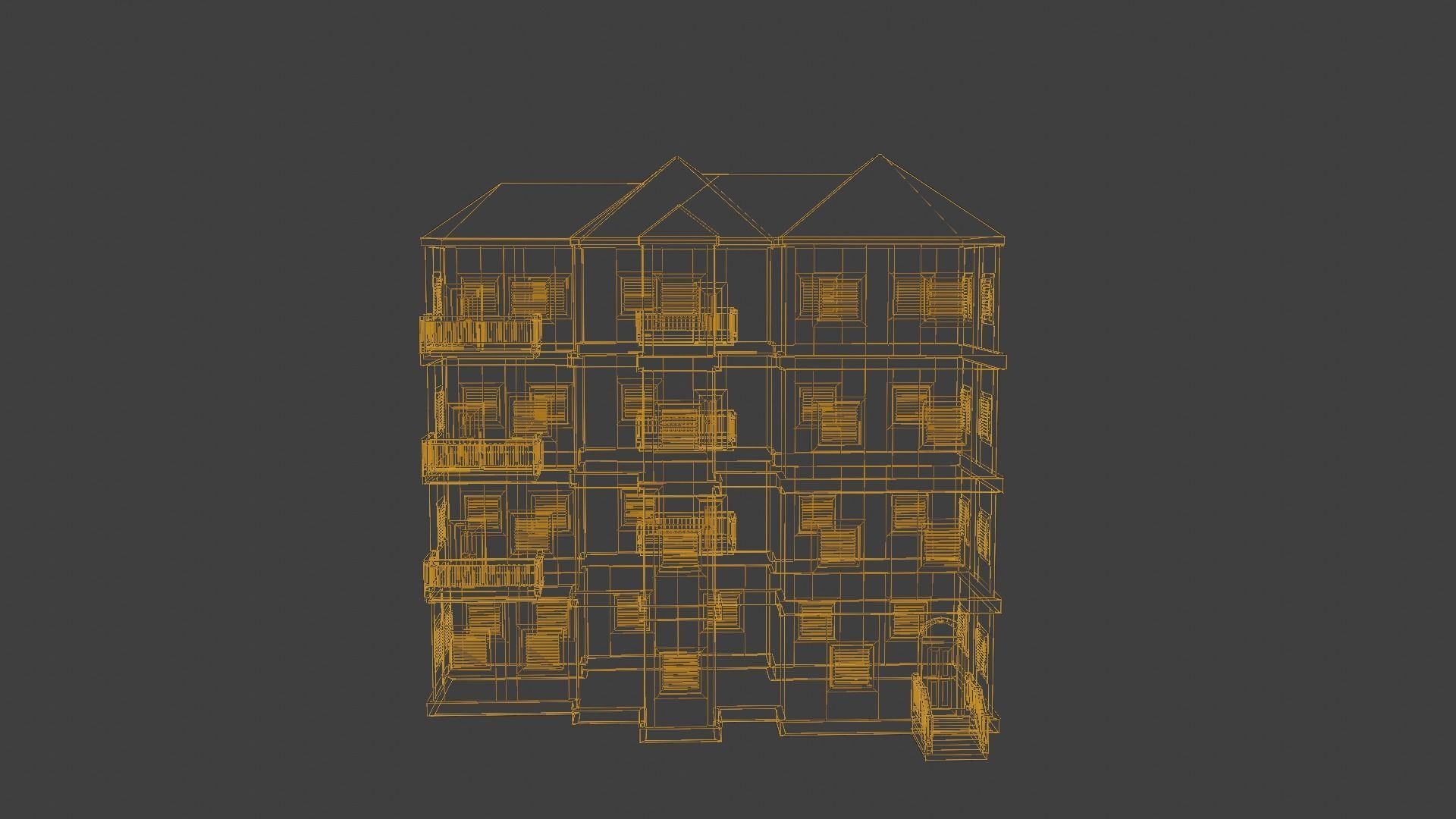 House Model 6 apartment building Low-poly 3D model_7