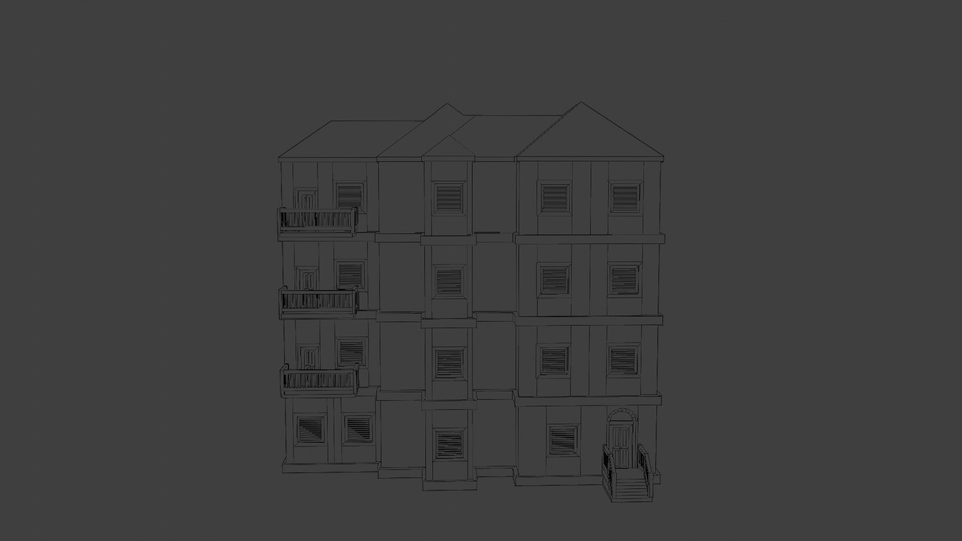House Model 6 apartment building Low-poly 3D model_6
