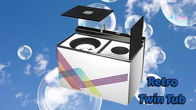 Retro Twin Tub Washing Machine 1980s Low-poly 3D model