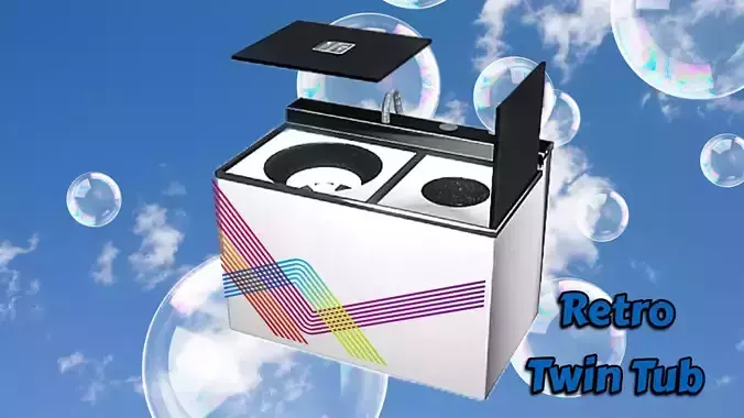 Retro Twin Tub Washing Machine 1980s Low-poly 3D model