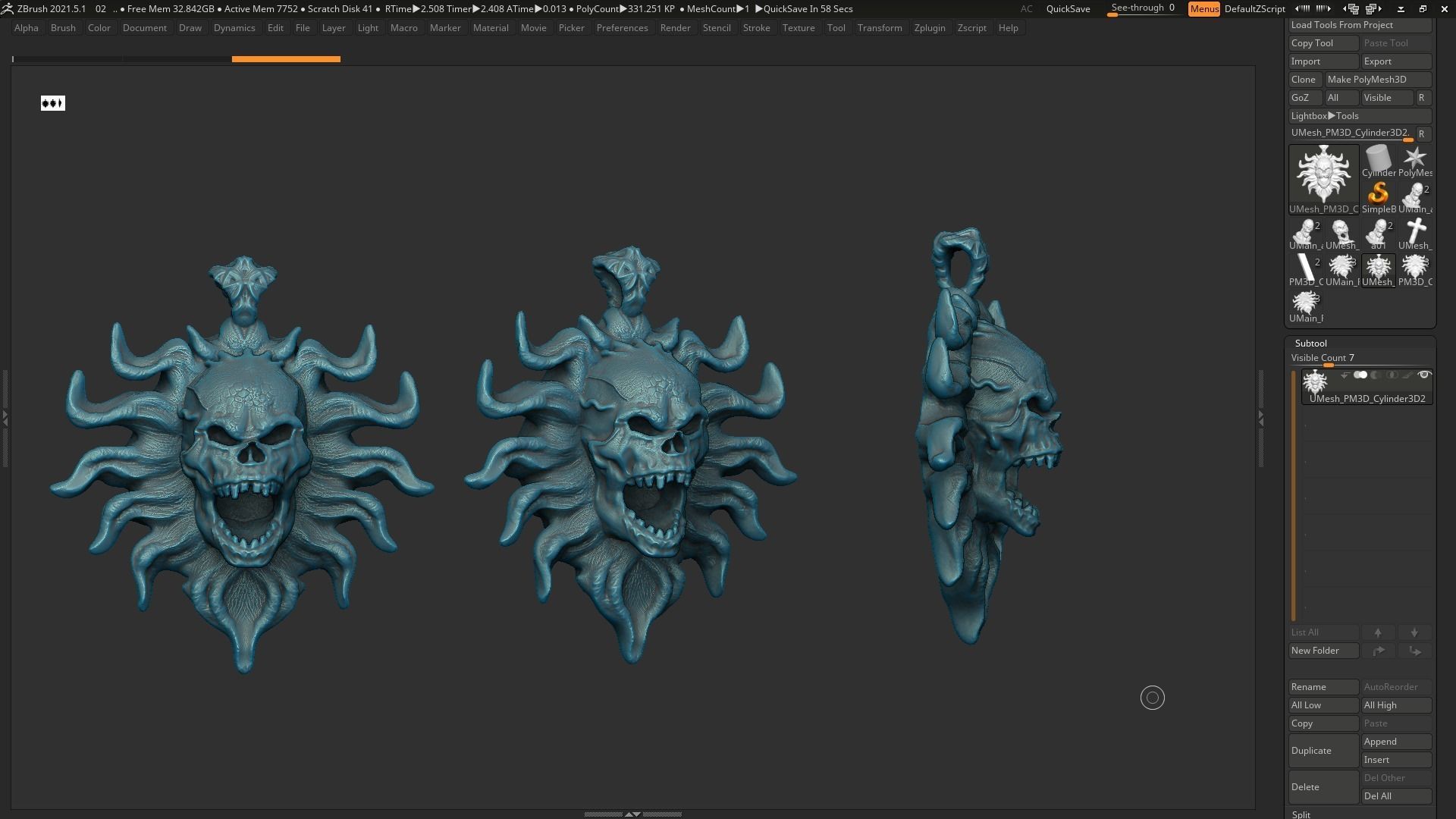 Skull Pendant 3d print model 22 3D print model_9